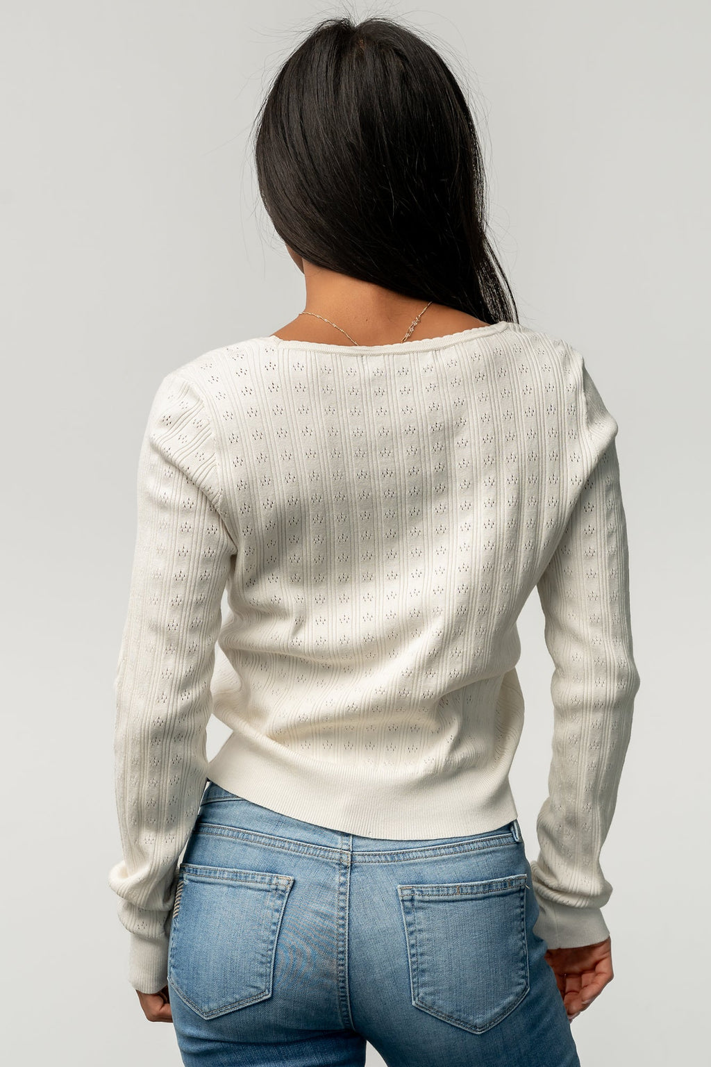 Heidi Pointelle Cardigan | Ivory