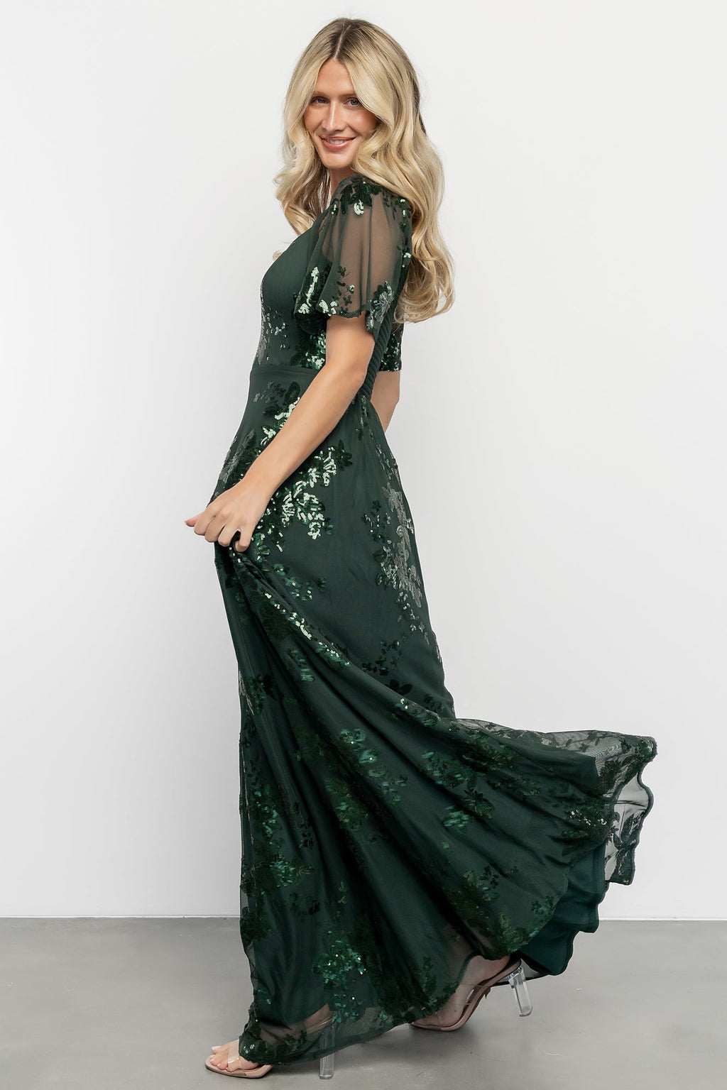 Karina Sequin Maxi Dress | Dark Green