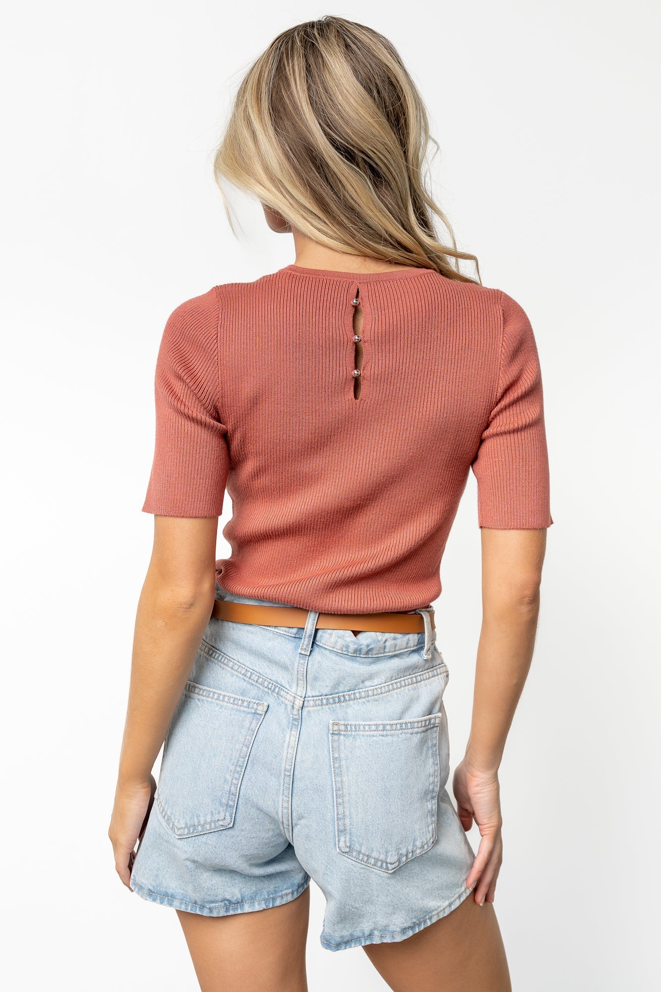 Chiara Ribbed Top | Brick