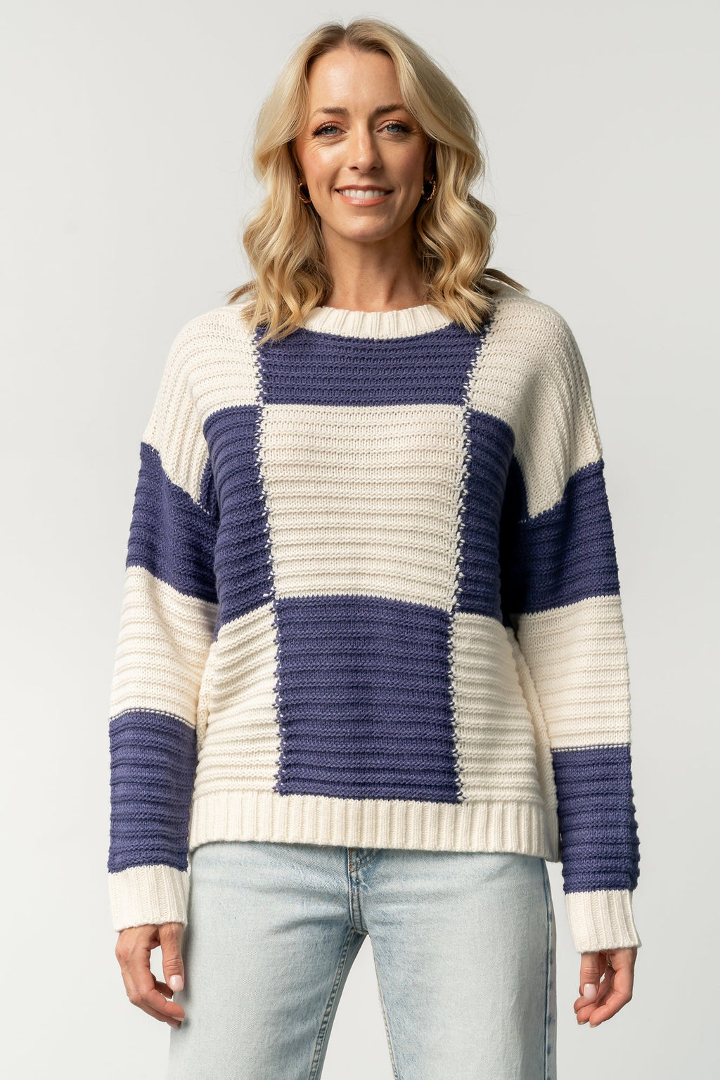 Jayda Sweater | Cream + Blue