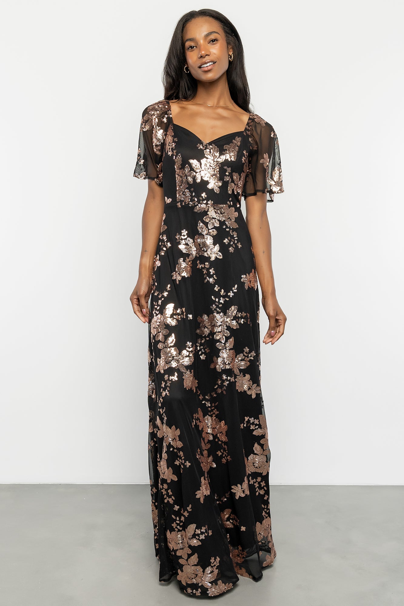 Karina Sequin Maxi Dress | Black + Gold