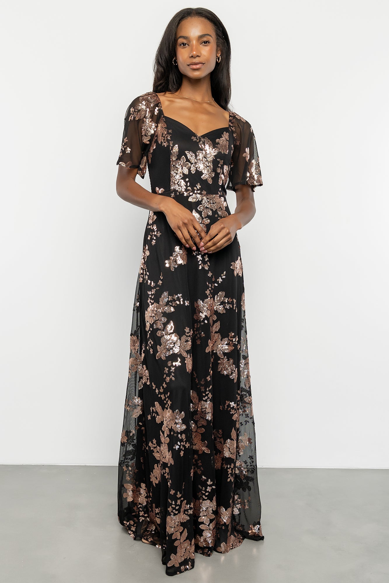 Karina Sequin Maxi Dress | Black + Gold