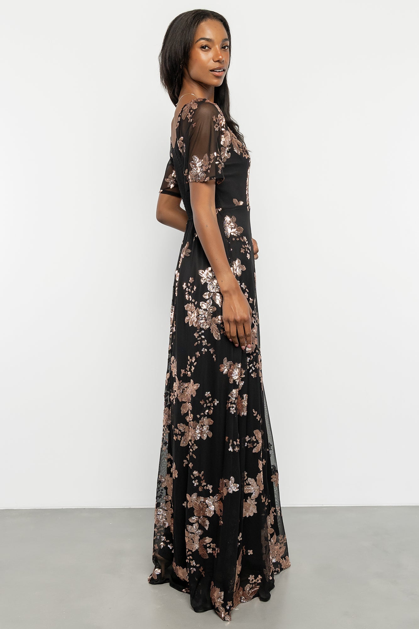 Karina Sequin Maxi Dress | Black + Gold