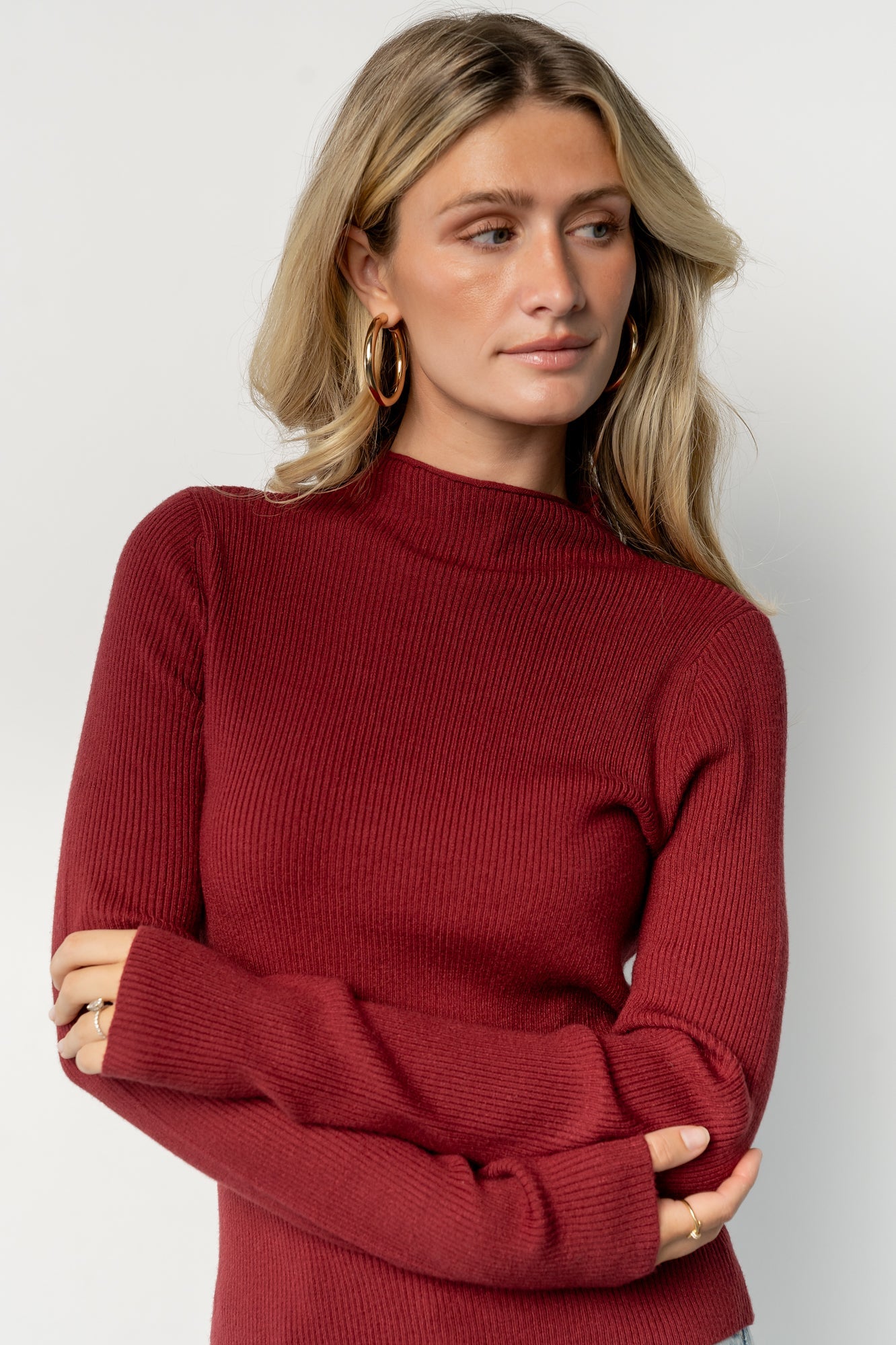 Ilsa Ribbed Sweater Top | Merlot