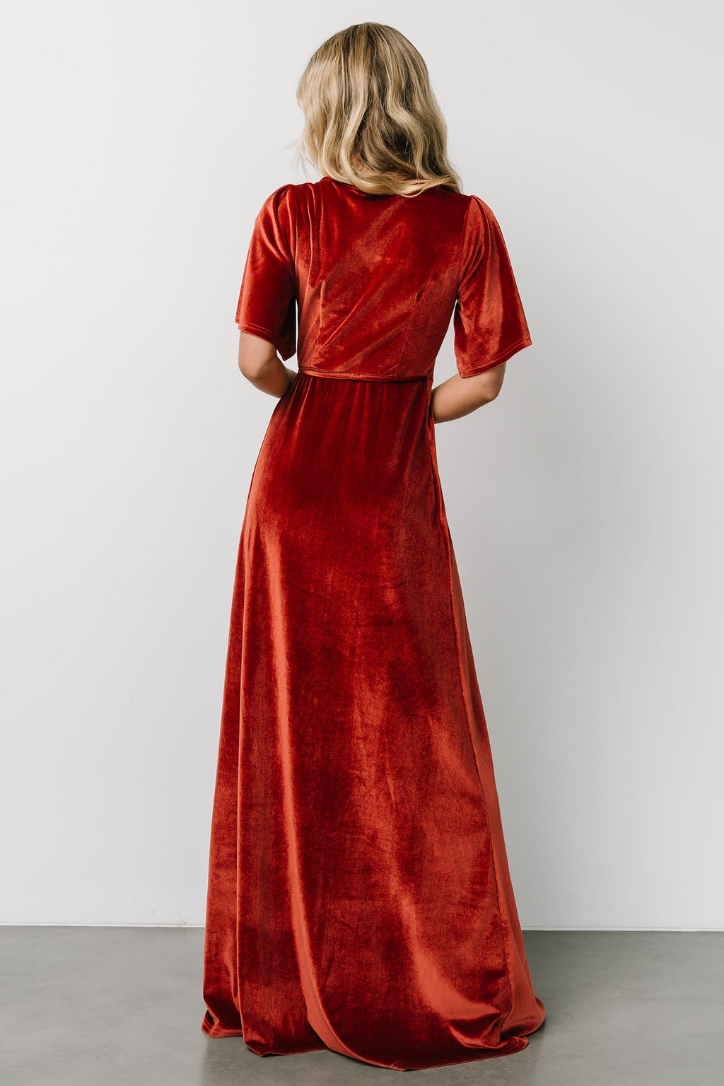 Meghan Velvet Wrap Maxi Dress | Terracotta