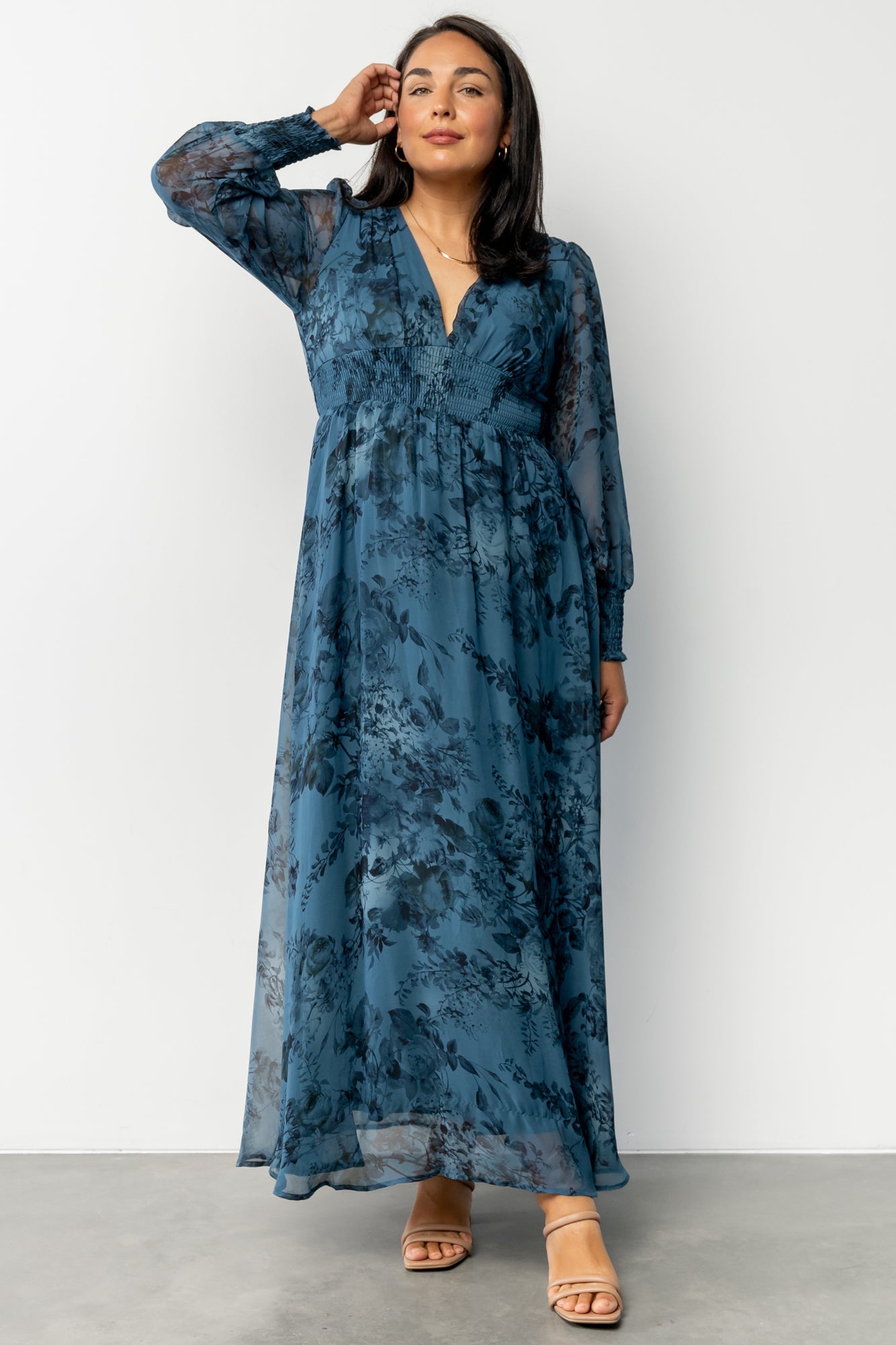Olivia Maxi Dress | Deep Blue Floral