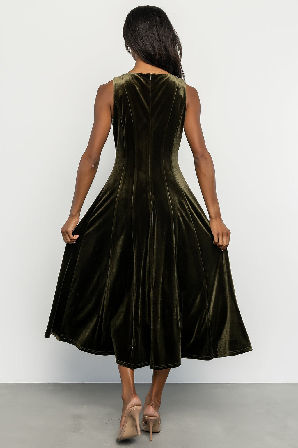 Annika Velvet Midi Dress | Olive