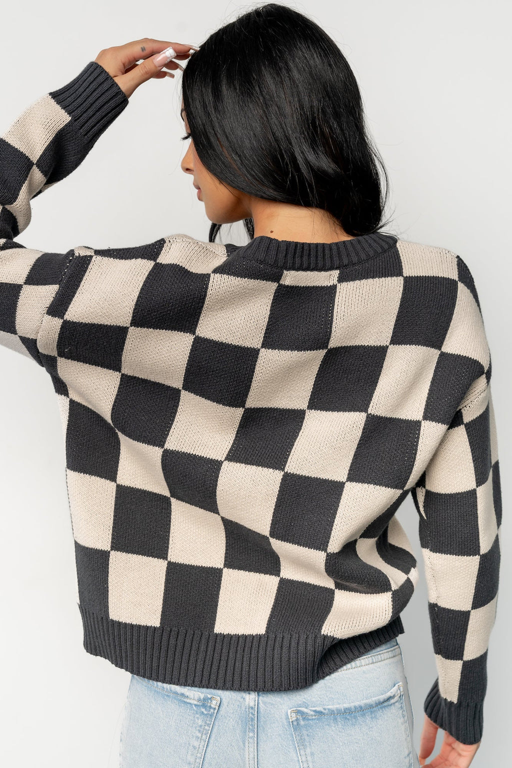 Quincy Checkered Sweater | Deep Jade