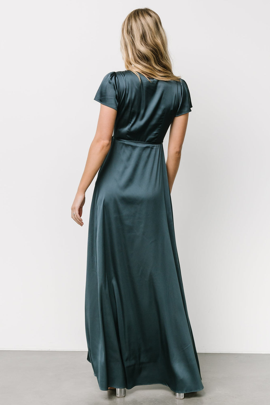 Krystal Satin Wrap Gown | Deep Blue