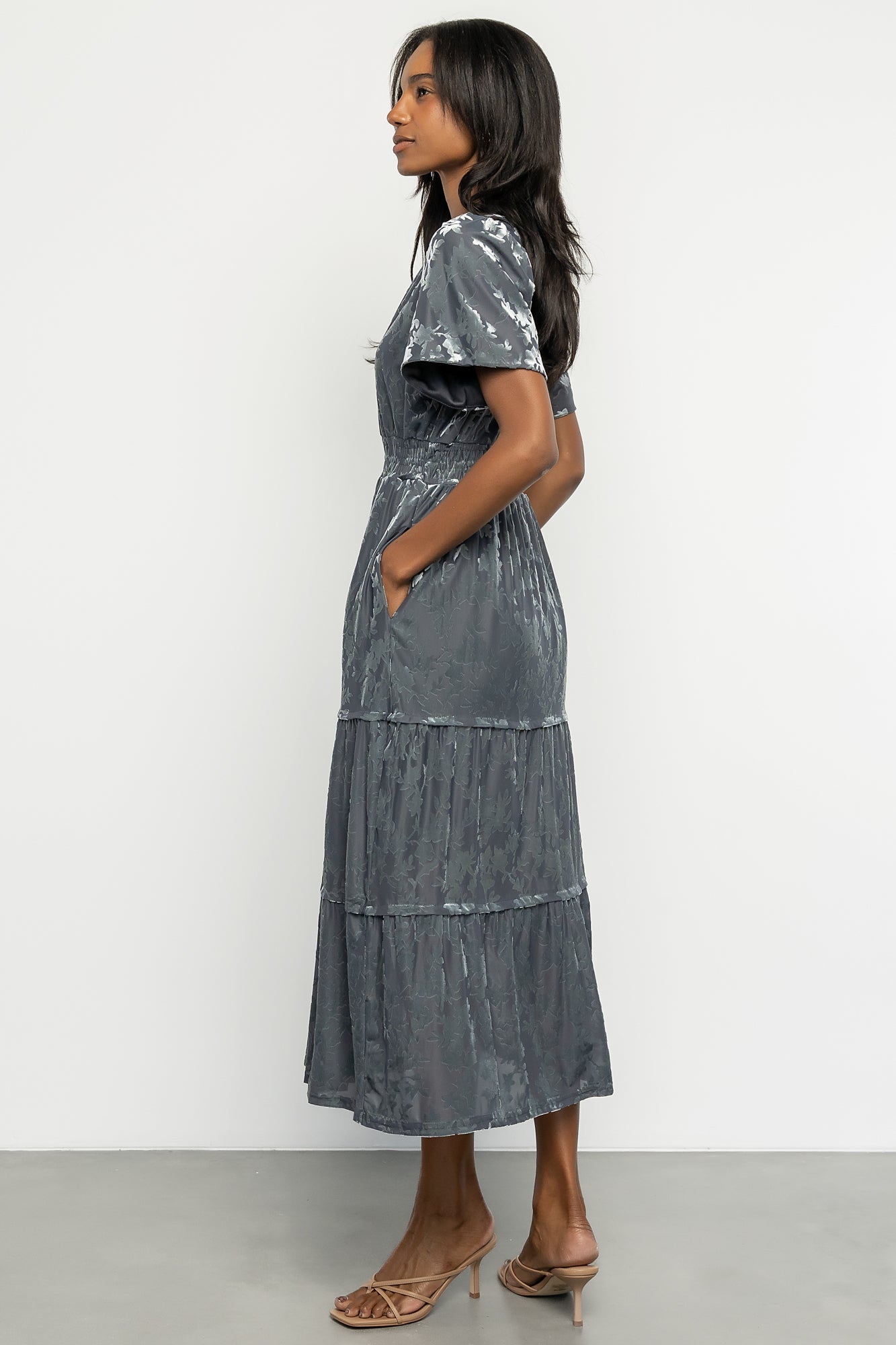 Bronwyn Velvet Dress | Dusty Blue