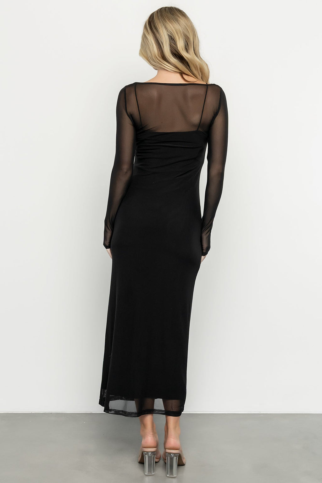 Darya Mesh Midi Dress | Black