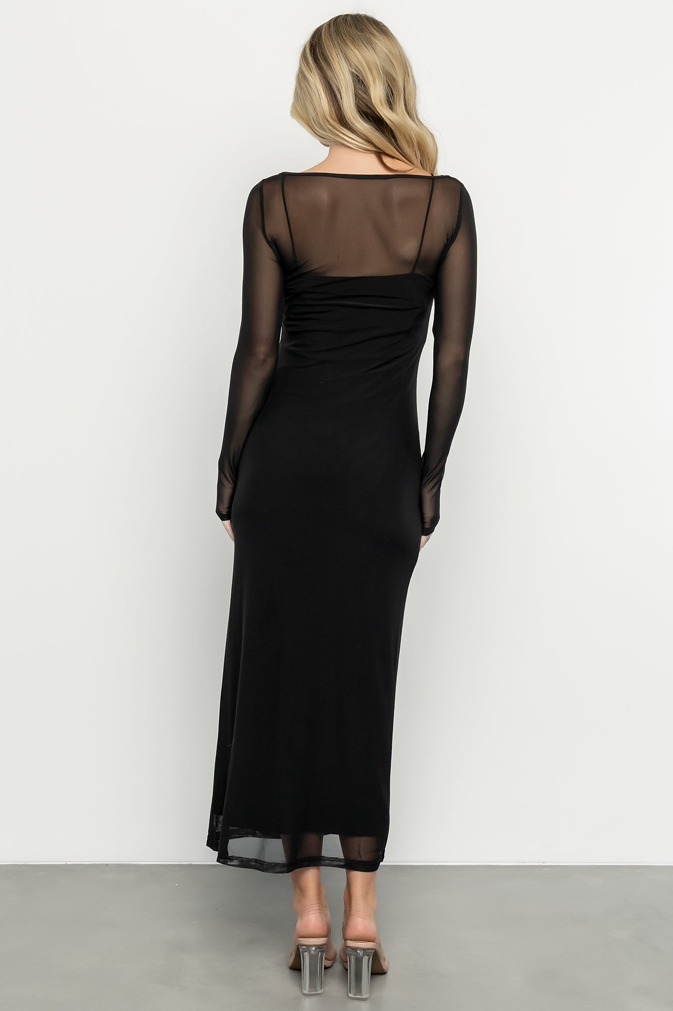 Darya Mesh Midi Dress | Black