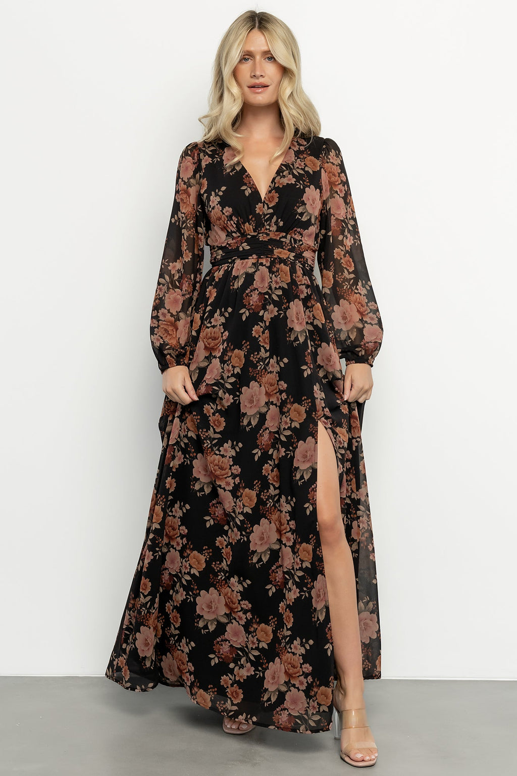 Adira Maxi Dress | Black + Mauve Floral