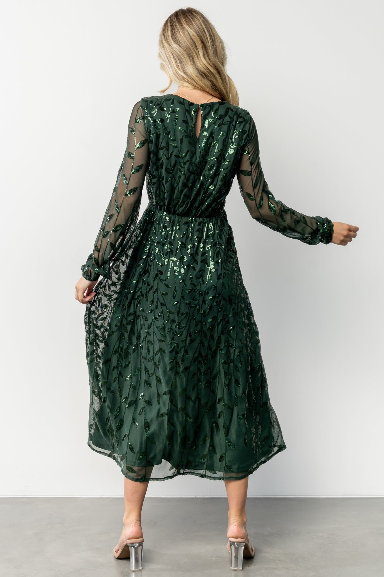Kalla Sequin Midi Dress | Emerald