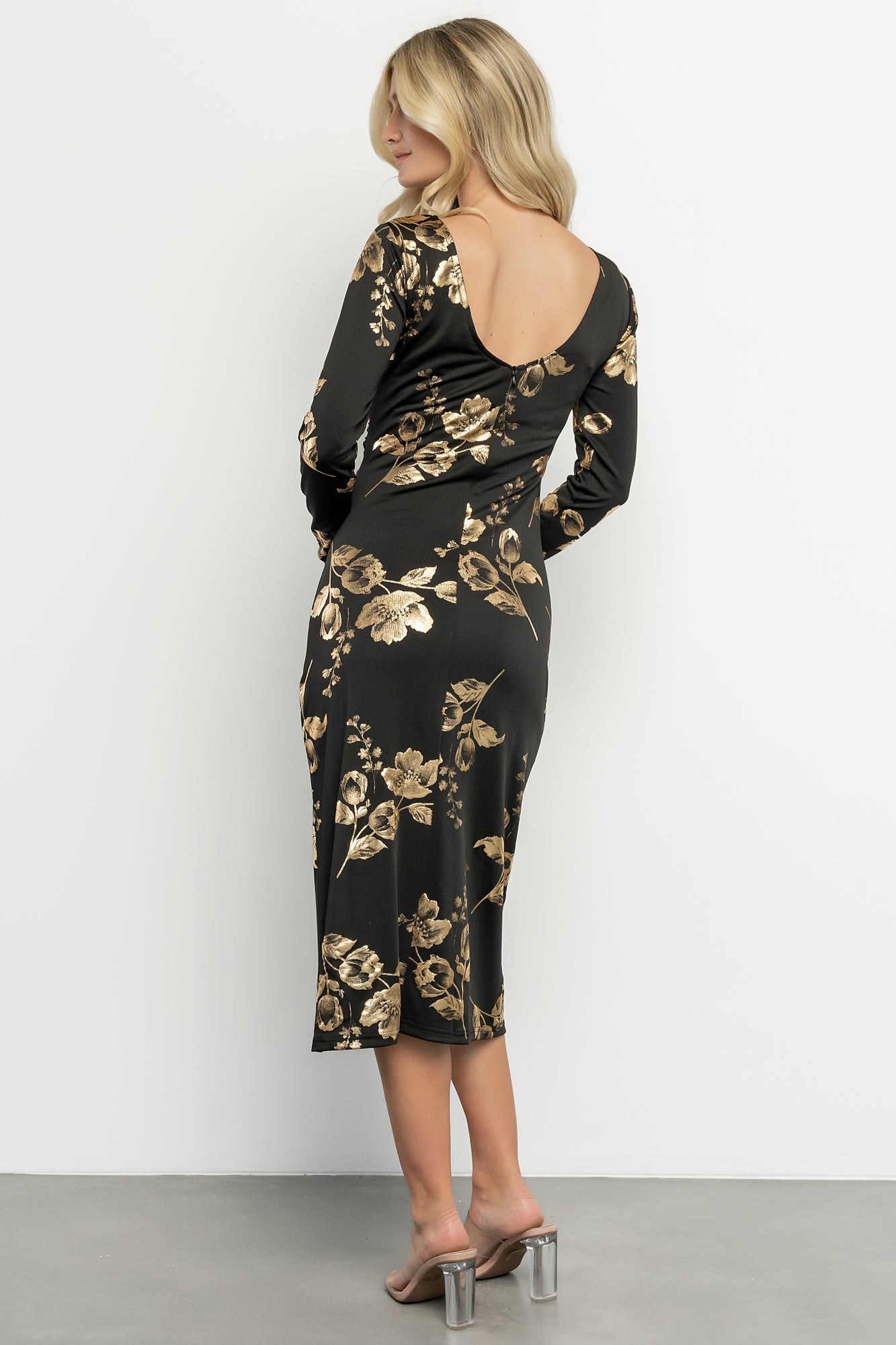 Valeria Midi Dress | Black + Gold