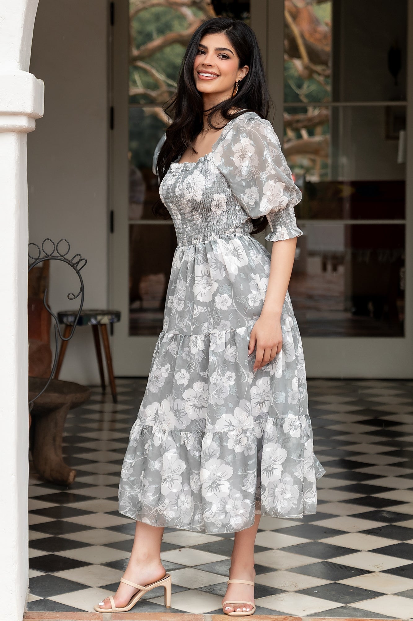 Fabian Jacquard Midi Dress | Dusty Sage