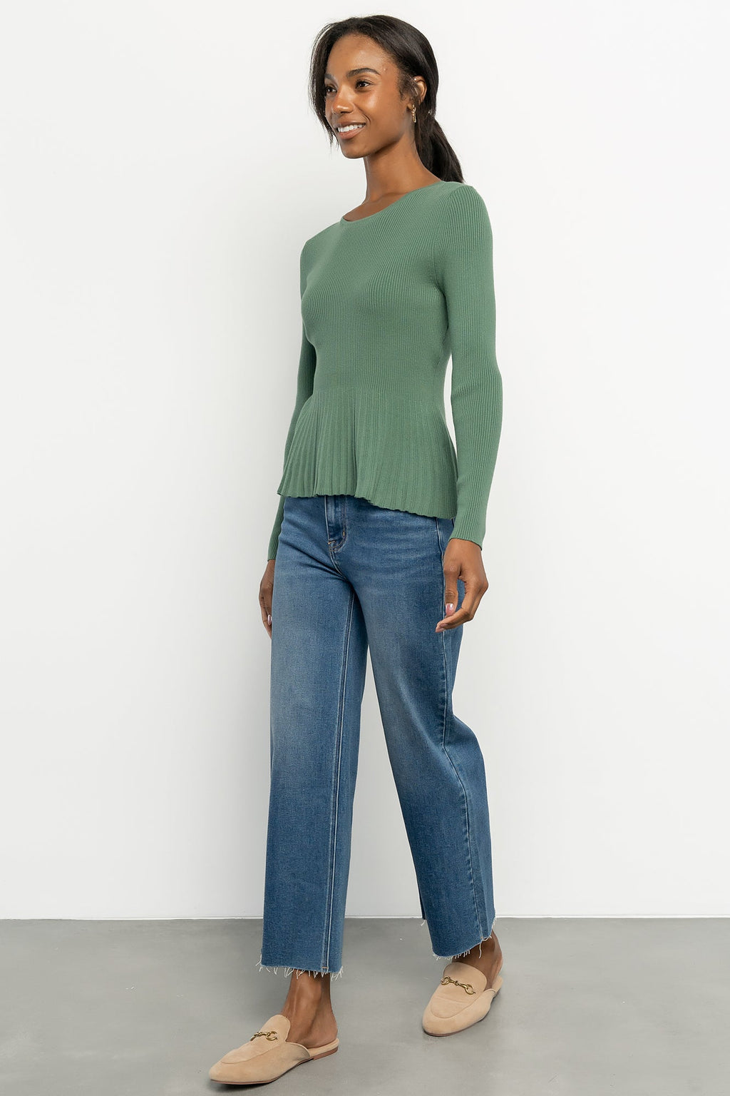 Ainsley Ribbed Top | Winter Green