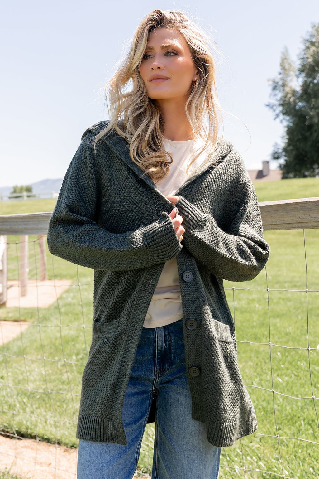 Katrine Hooded Cardigan | Green