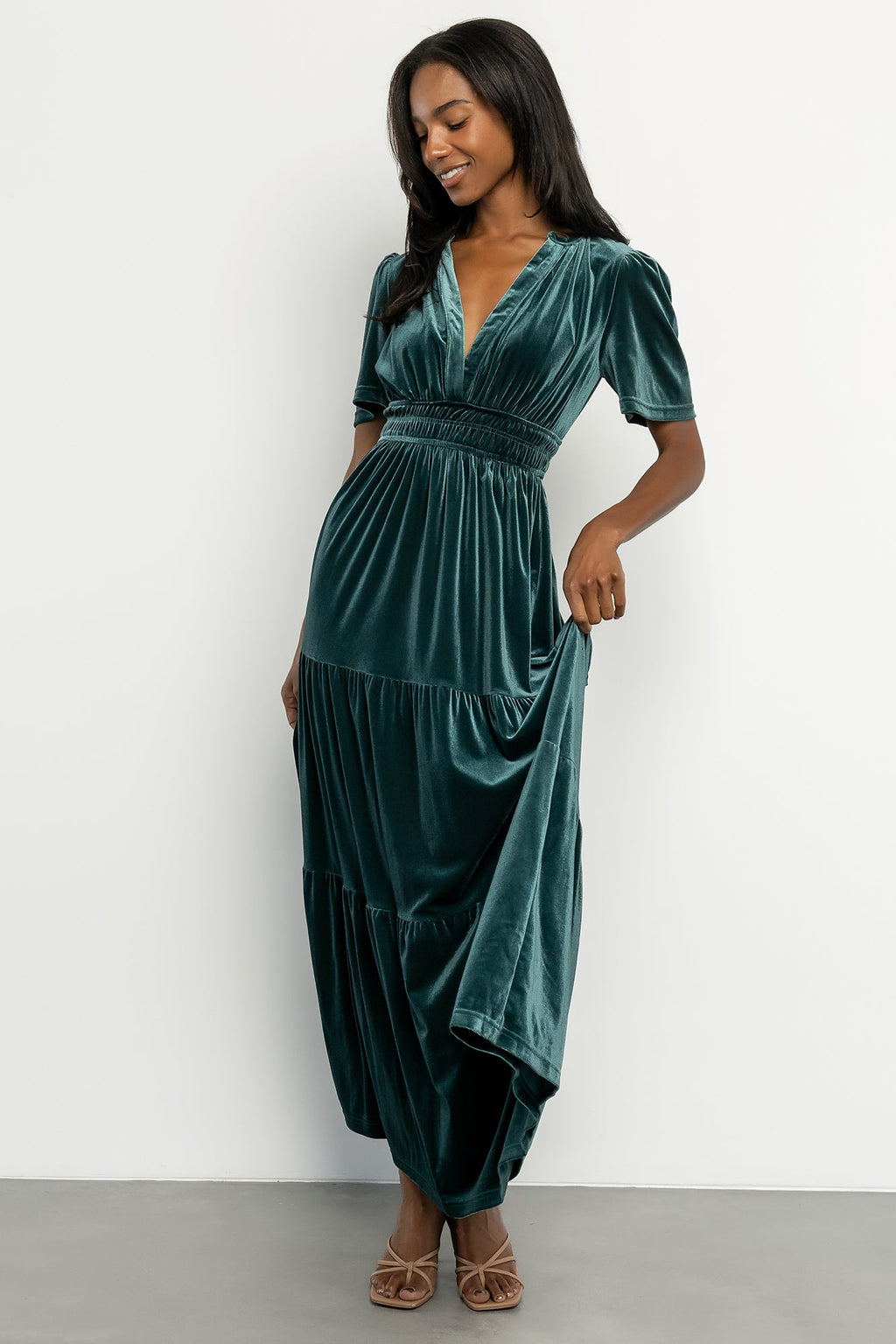 Artemis Velvet Maxi Dress | Deep Lagoon