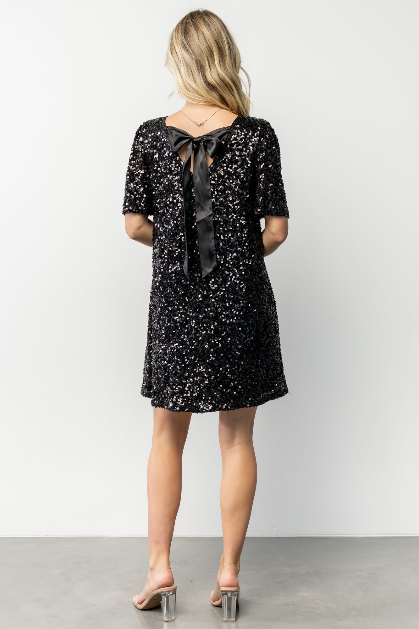 Asta Sequin Shift Dress | Black