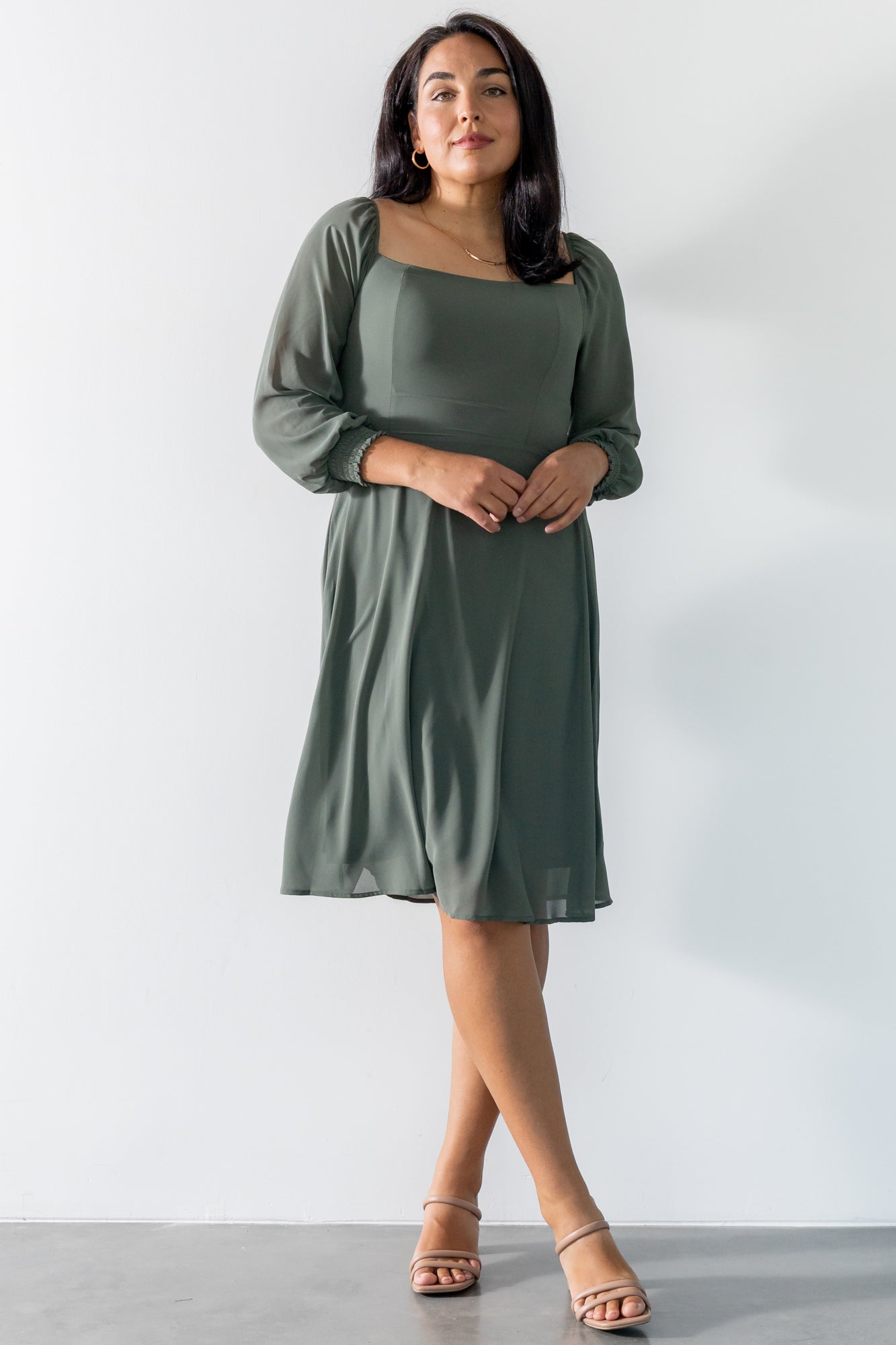 Elise Short Dress | Dark Sage