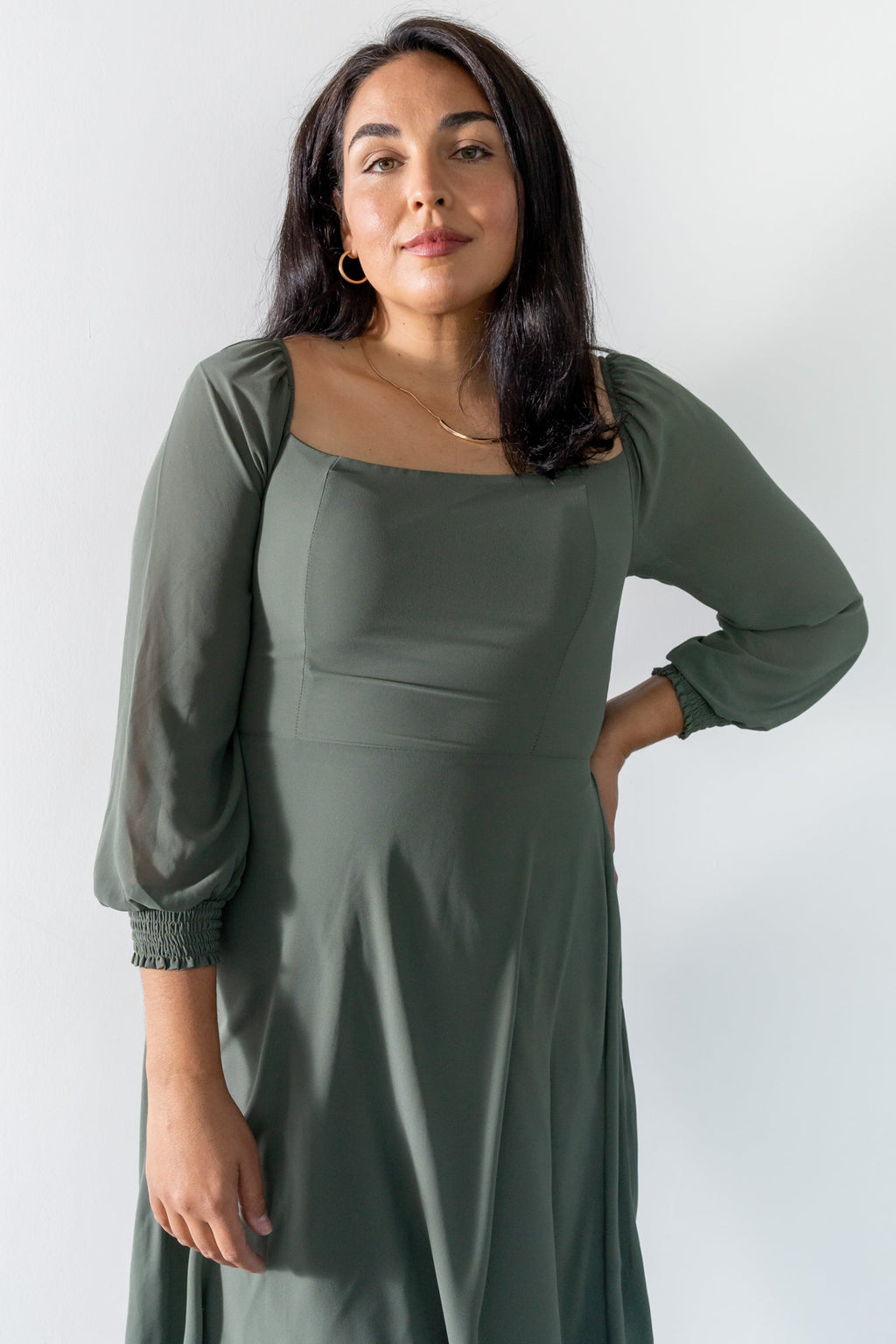 Elise Short Dress | Dark Sage