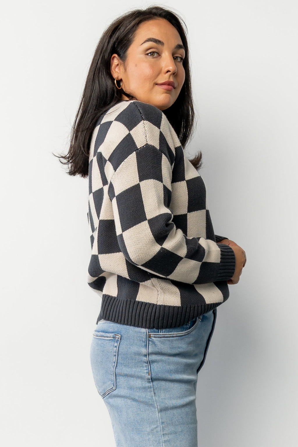 Quincy Checkered Sweater | Deep Jade
