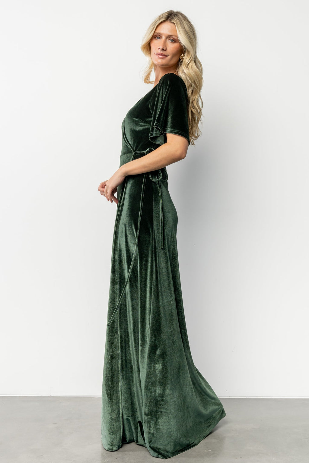 Meghan Velvet Wrap Maxi Dress | Deep Green