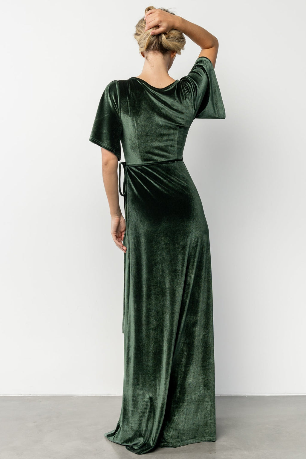Meghan Velvet Wrap Maxi Dress | Deep Green