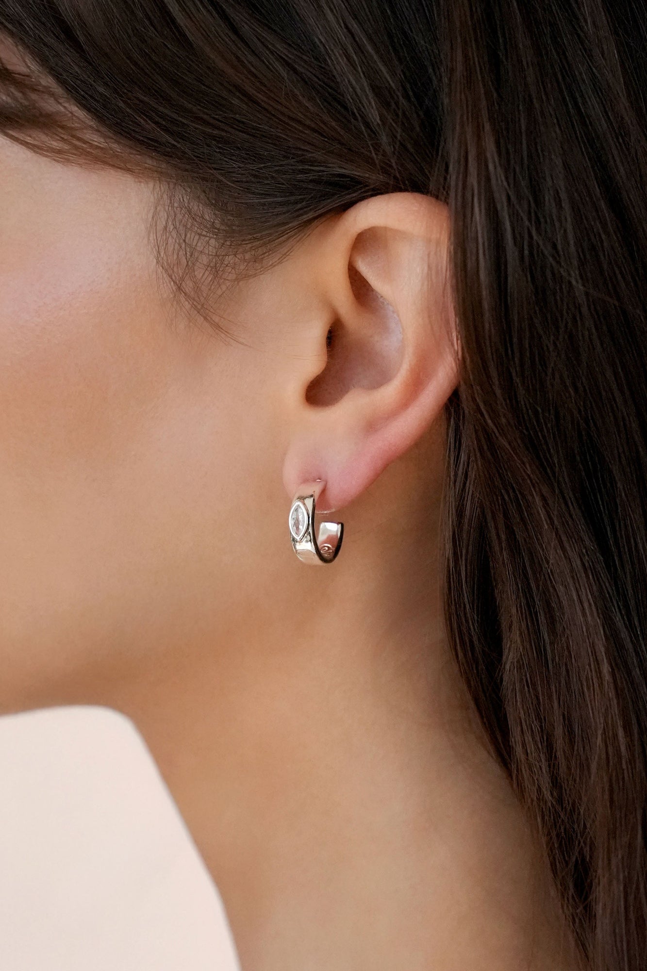 Small Marquise Crystal Hoops