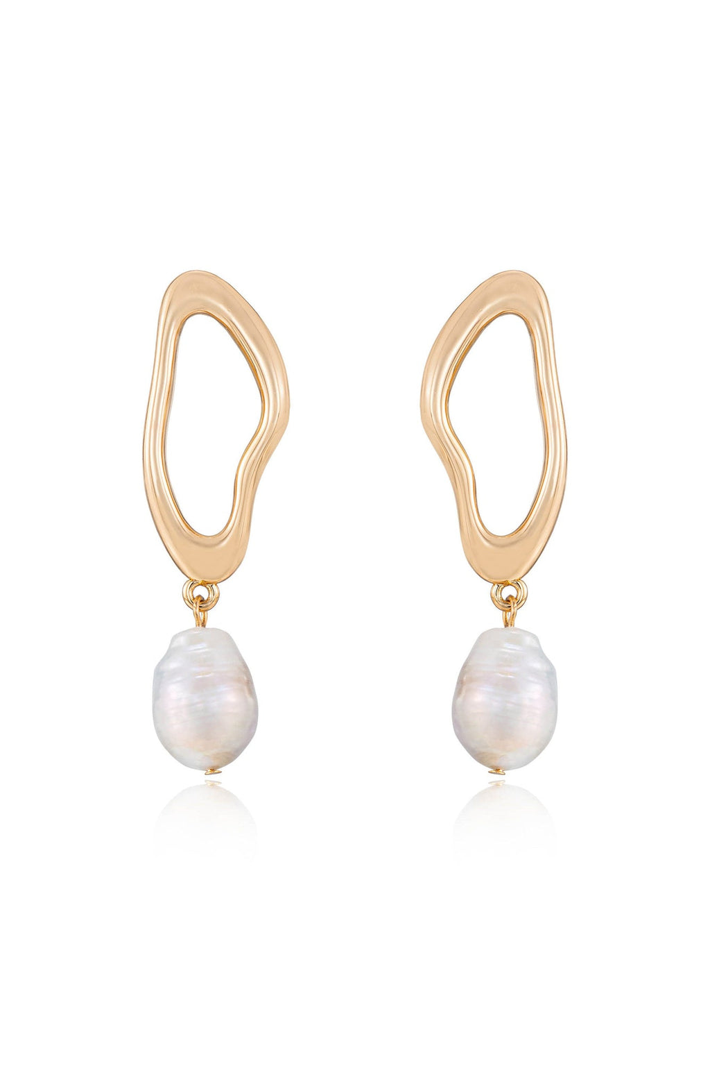 Open Circle Freshwater Pearl Earrings