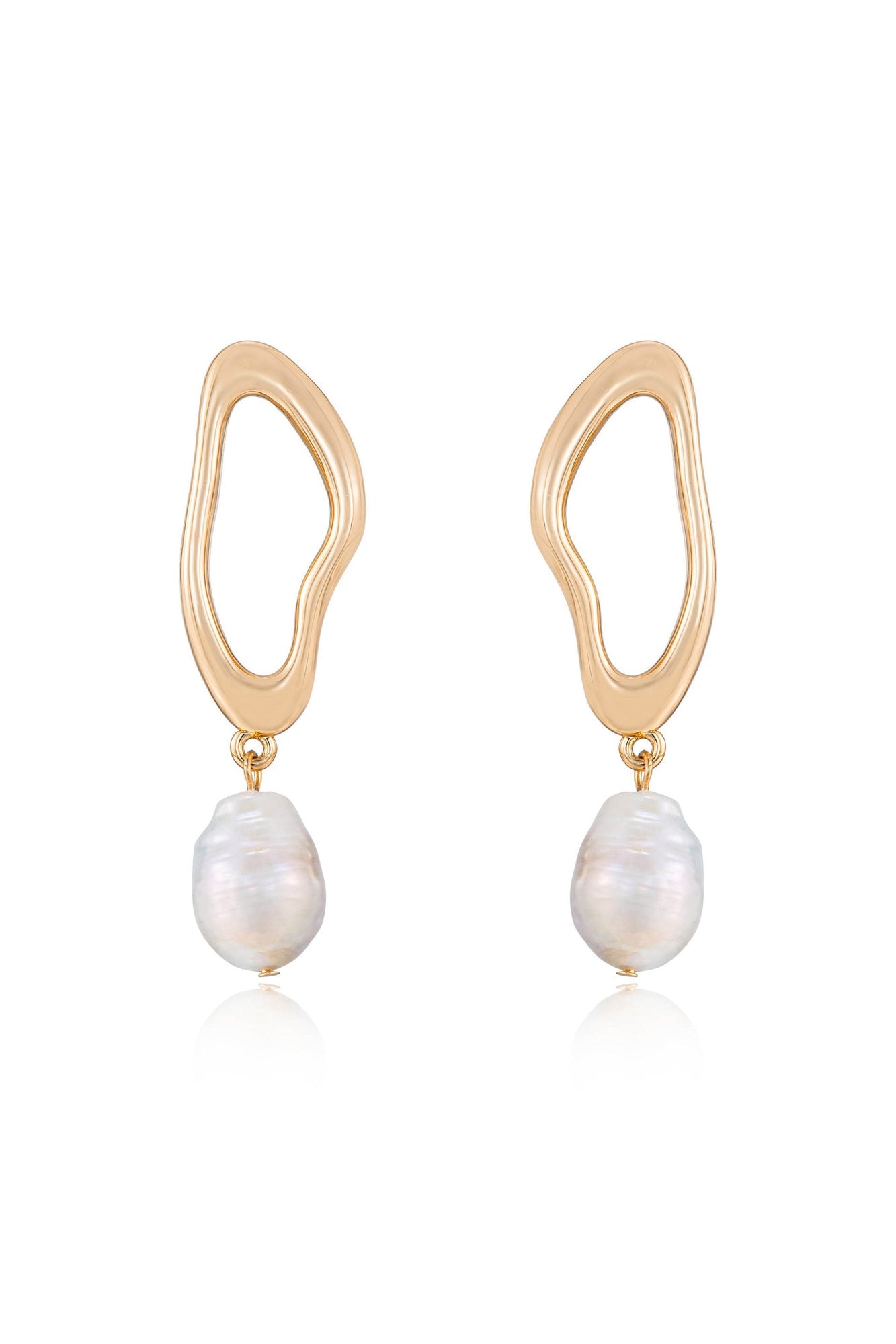 Open Circle Freshwater Pearl Earrings