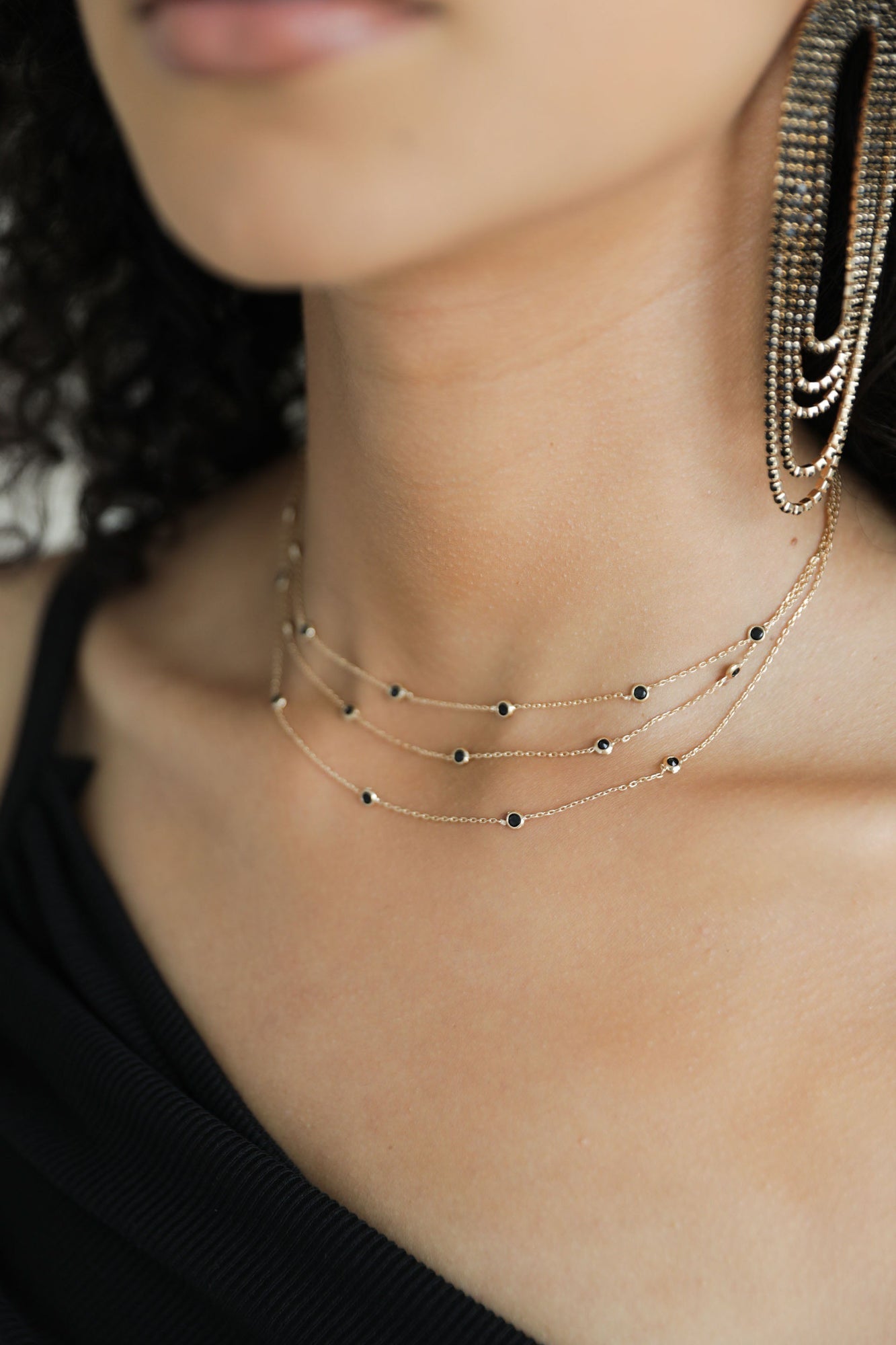 Crystal Dot Layered Necklace