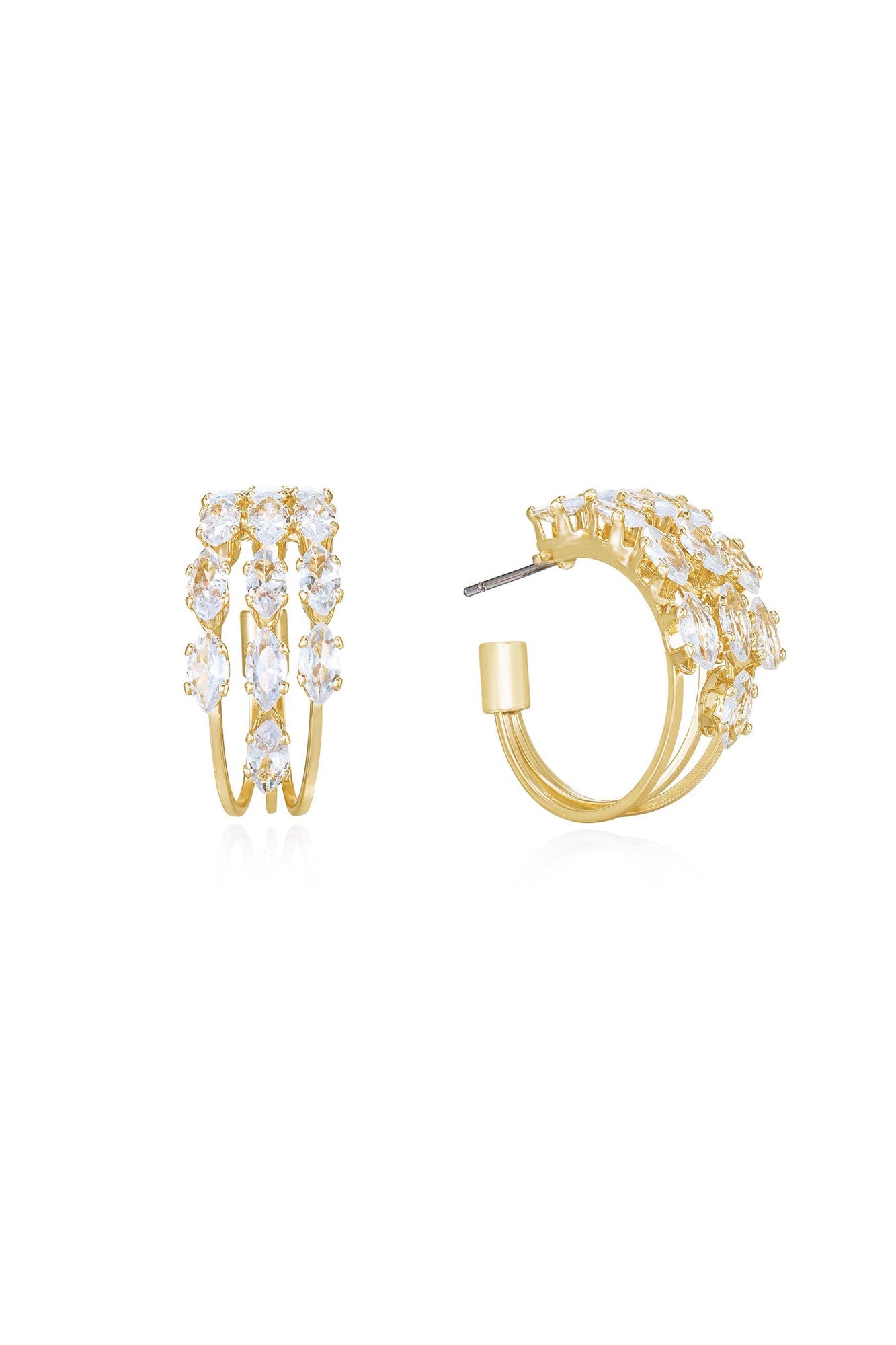 Multi-Crystal Huggie Hoop Earrings