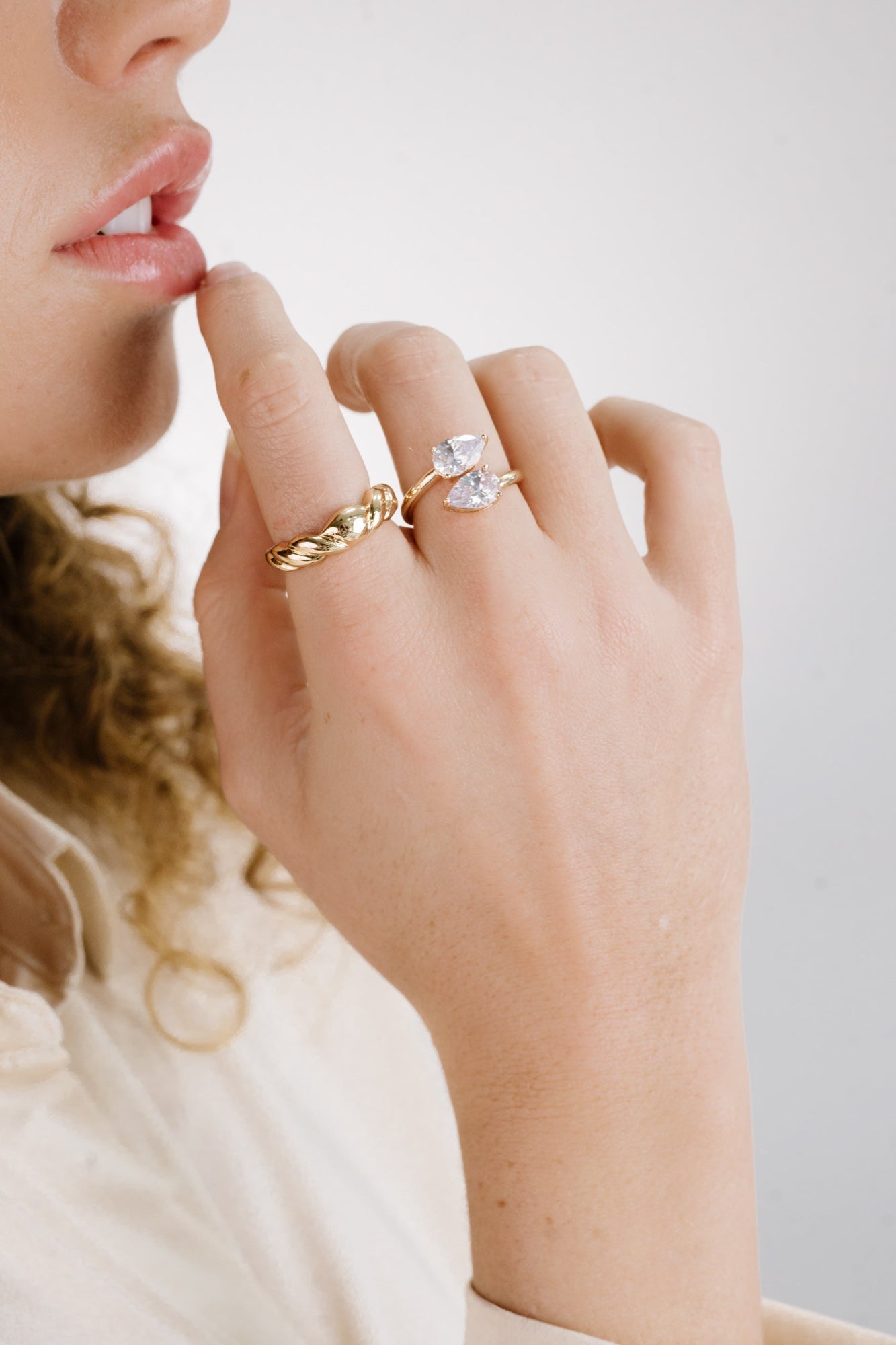 Crystal Teardrop Wrap Ring