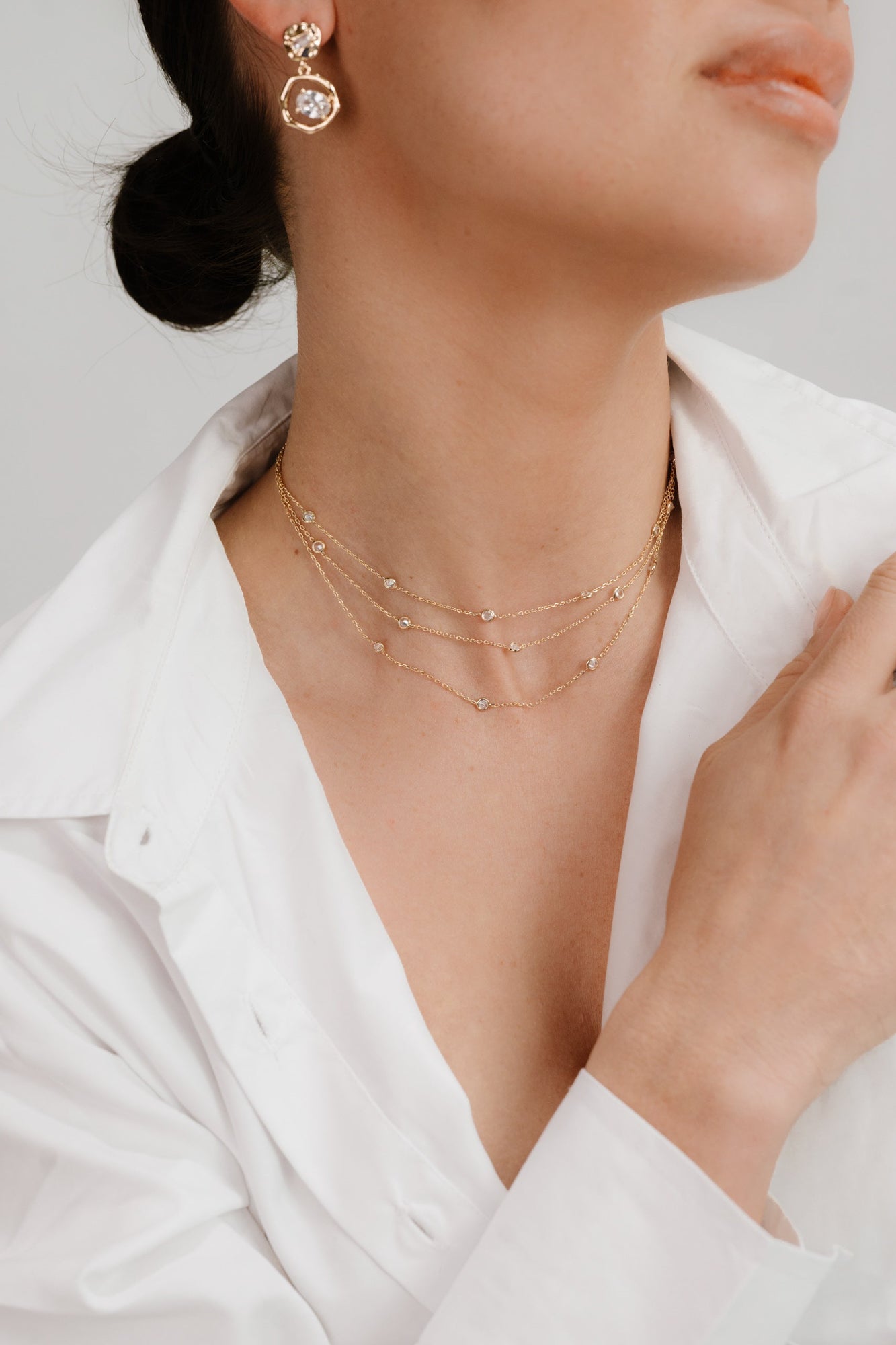 Crystal Dot Layered Necklace