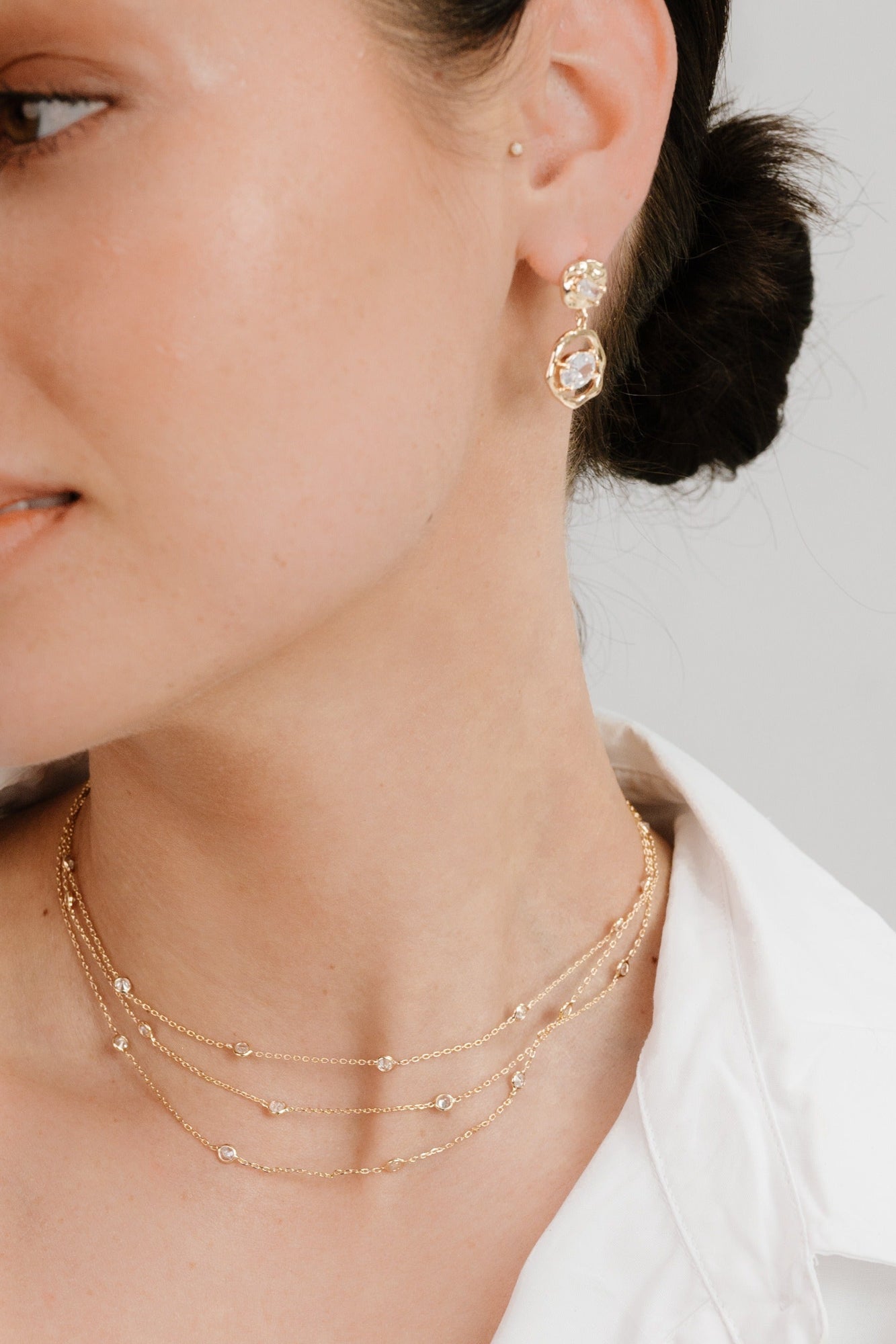 Crystal Dot Layered Necklace