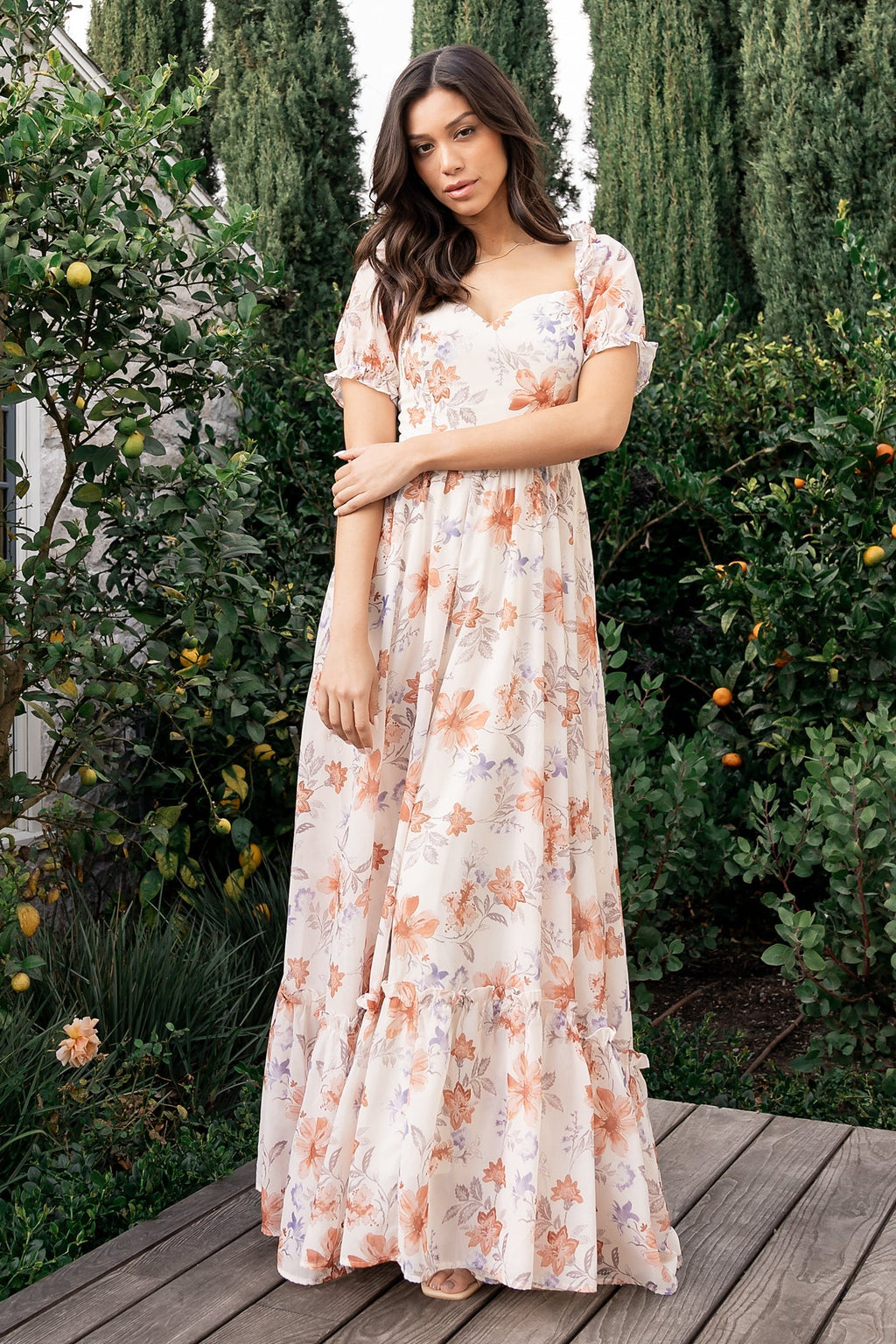 Aberdeen Sweetheart Maxi Dress | Cream Floral