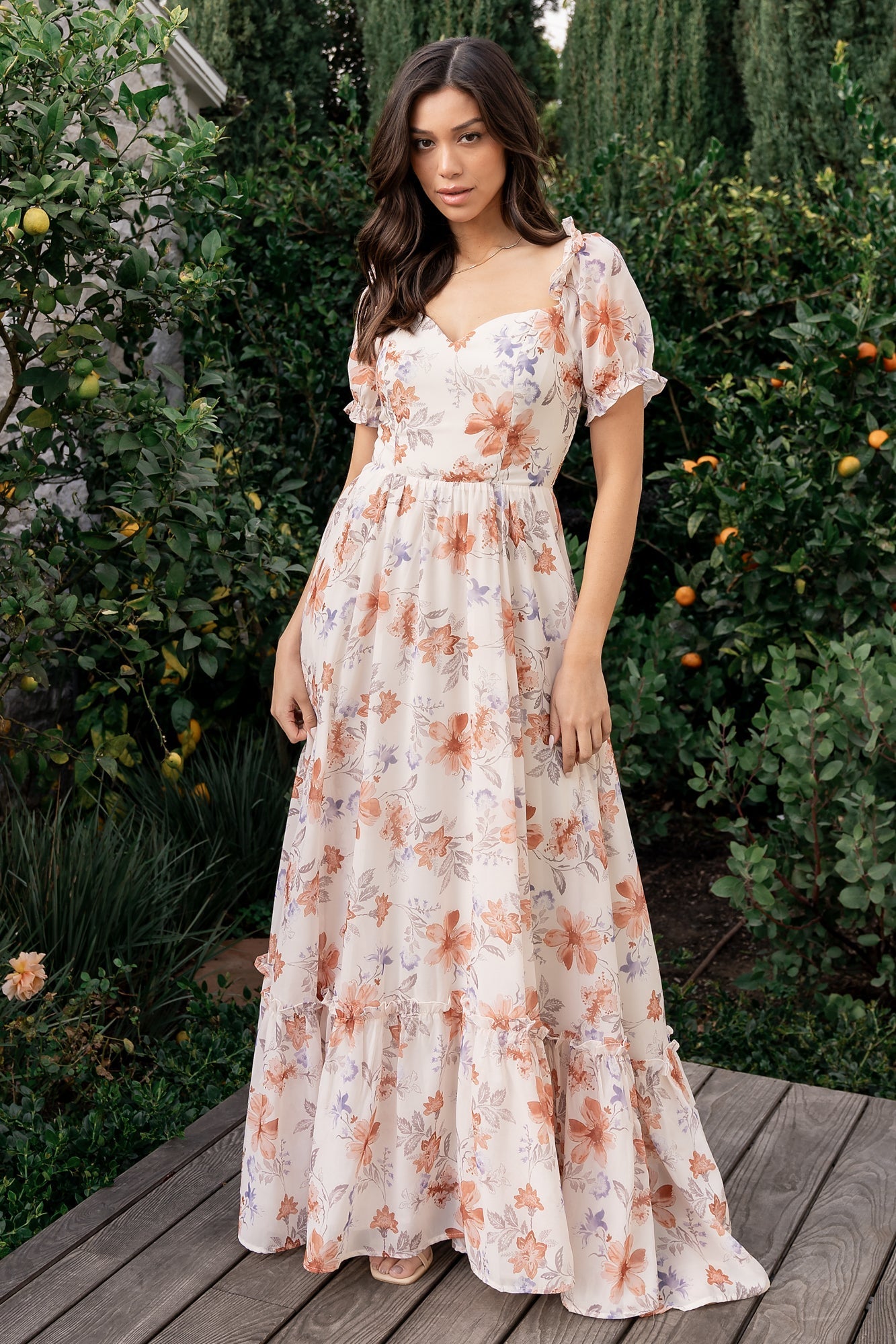 Aberdeen Sweetheart Maxi Dress | Cream Floral