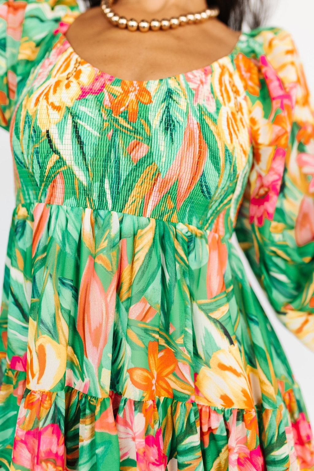 Acapulco Short Dress | Green Multi Print