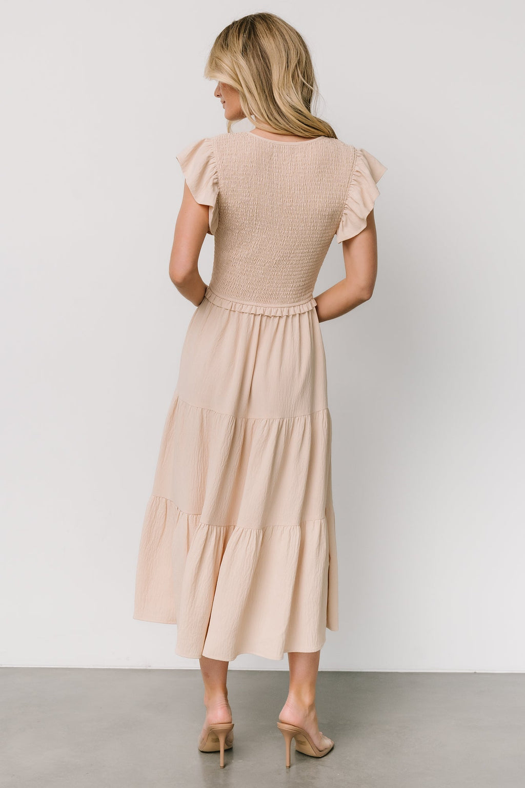 Afton Smocked Tiered Dress | Sand