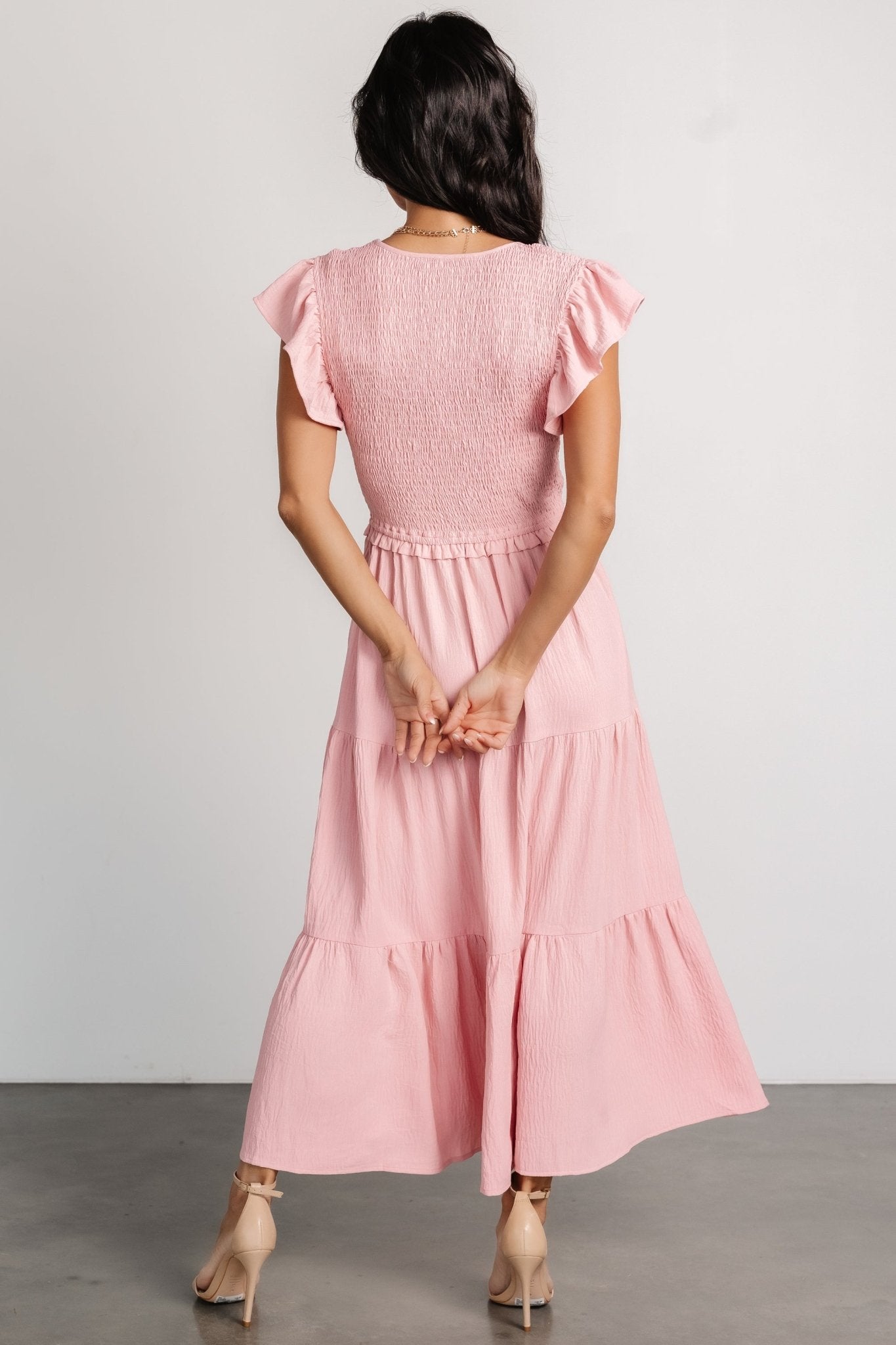 Afton Smocked Tiered Dress | Vintage Blush