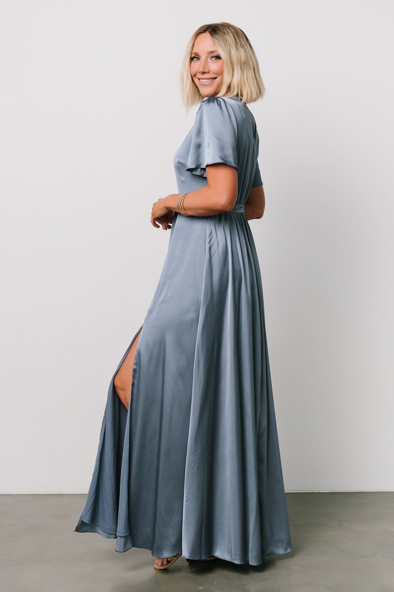 Agnes Satin Maxi Dress | Whisper Blue