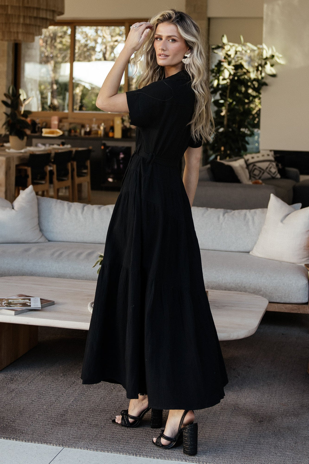 Aizey Button Up Maxi Dress | Black