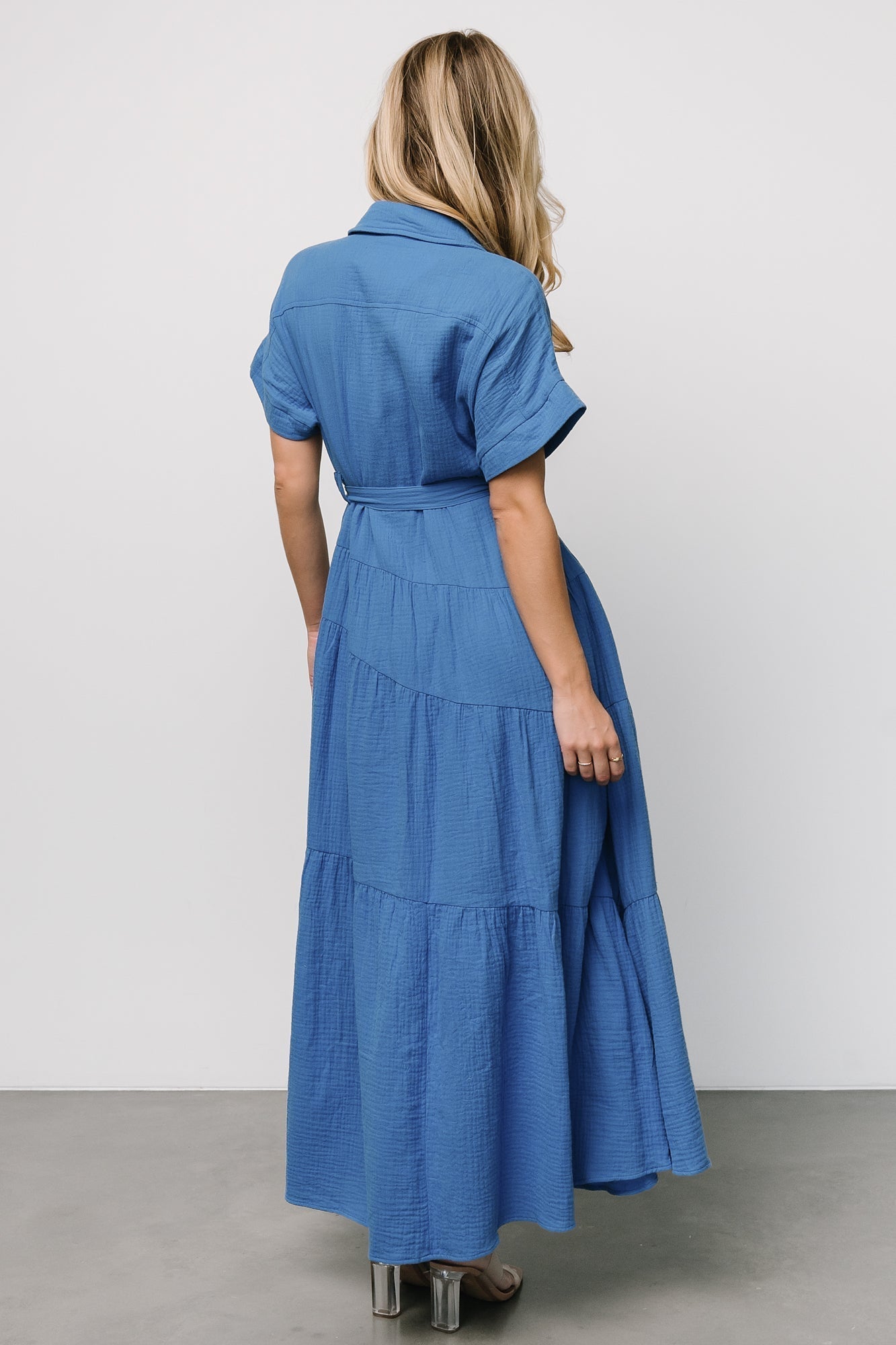 Aizey Button Up Maxi Dress | Blue