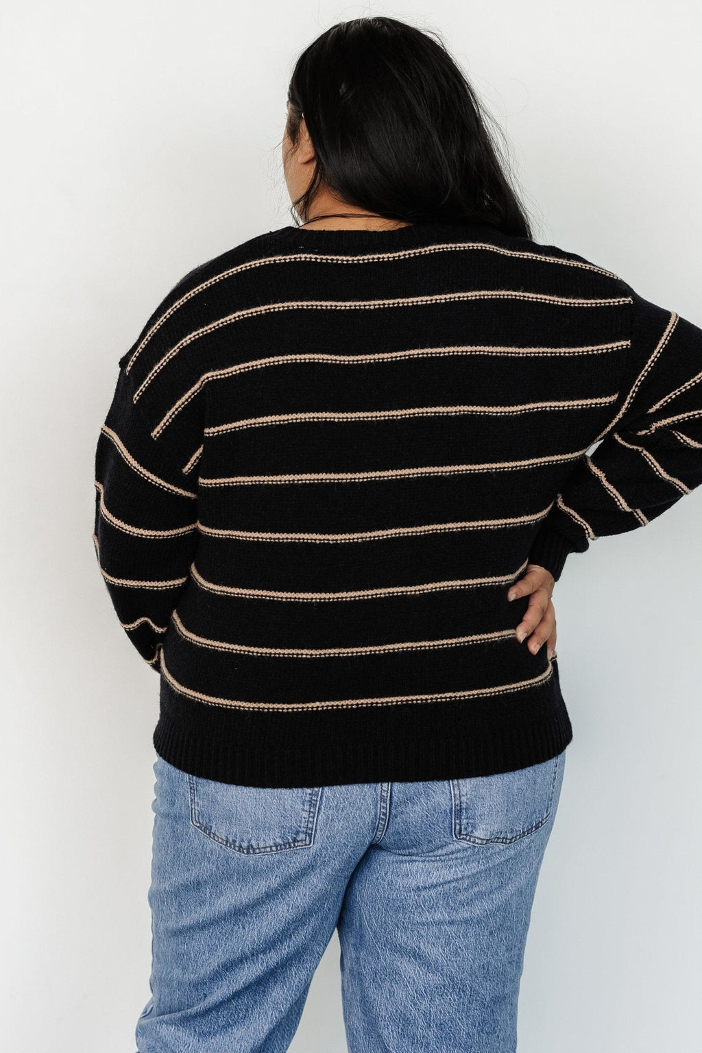 Alanis Stripe Sweater | Black + Camel