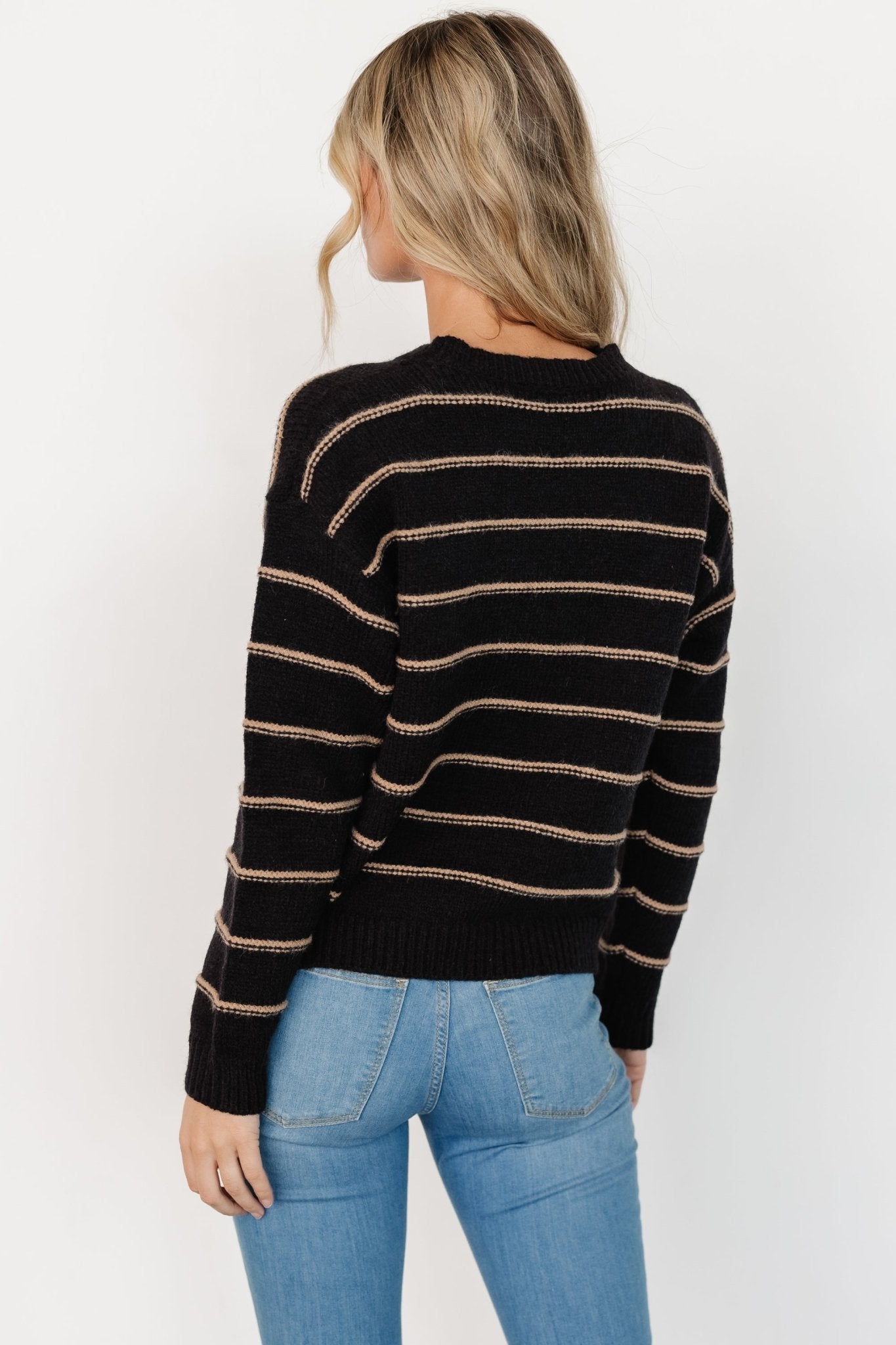 Alanis Stripe Sweater | Black + Camel