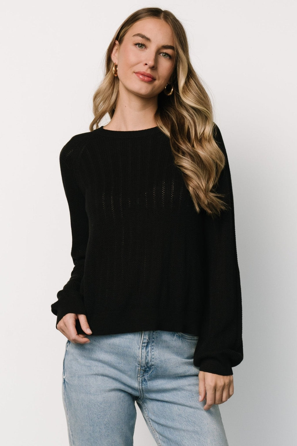 Alix Knit Sweater Top | Black
