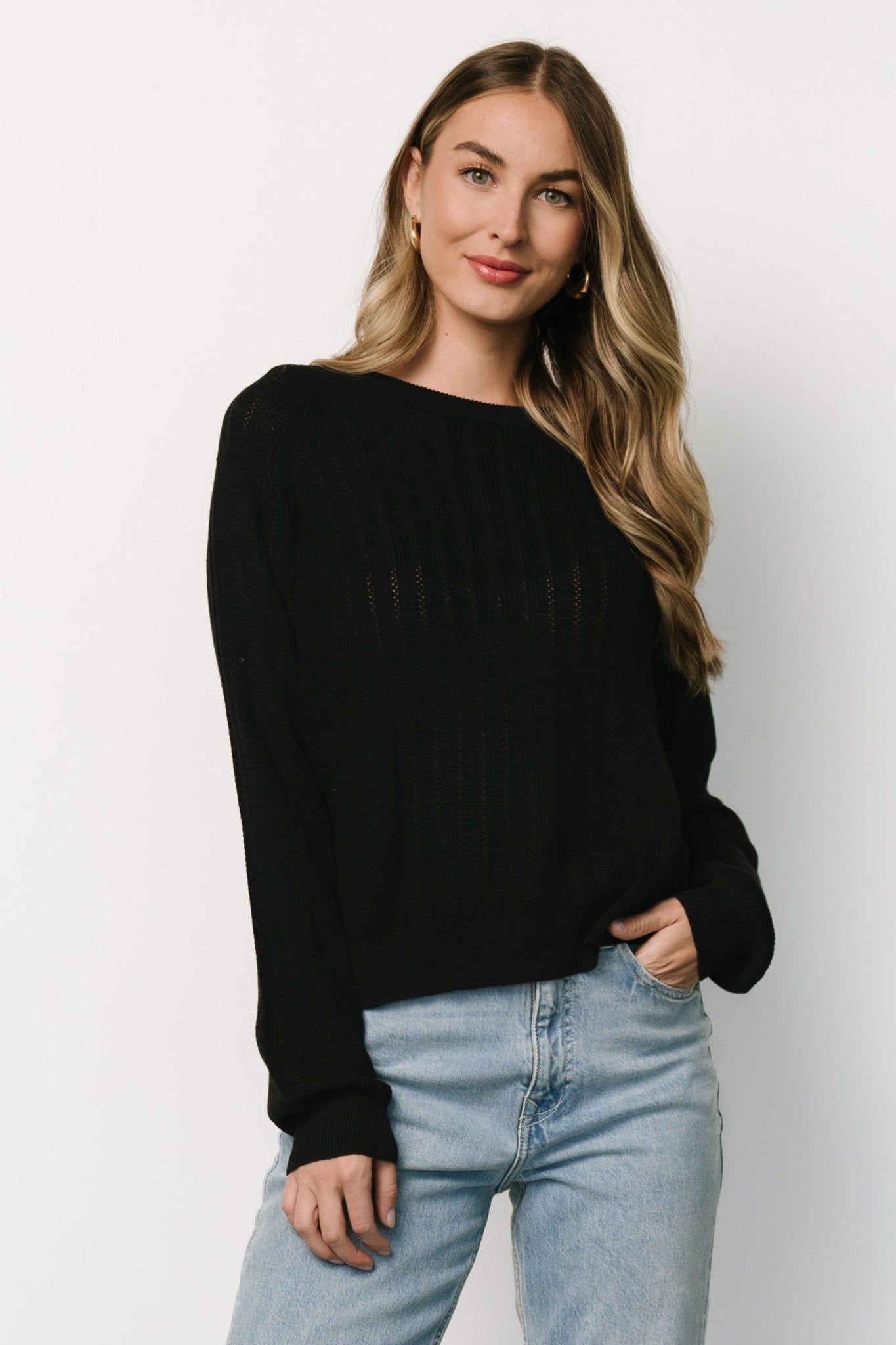 Alix Knit Sweater Top | Black