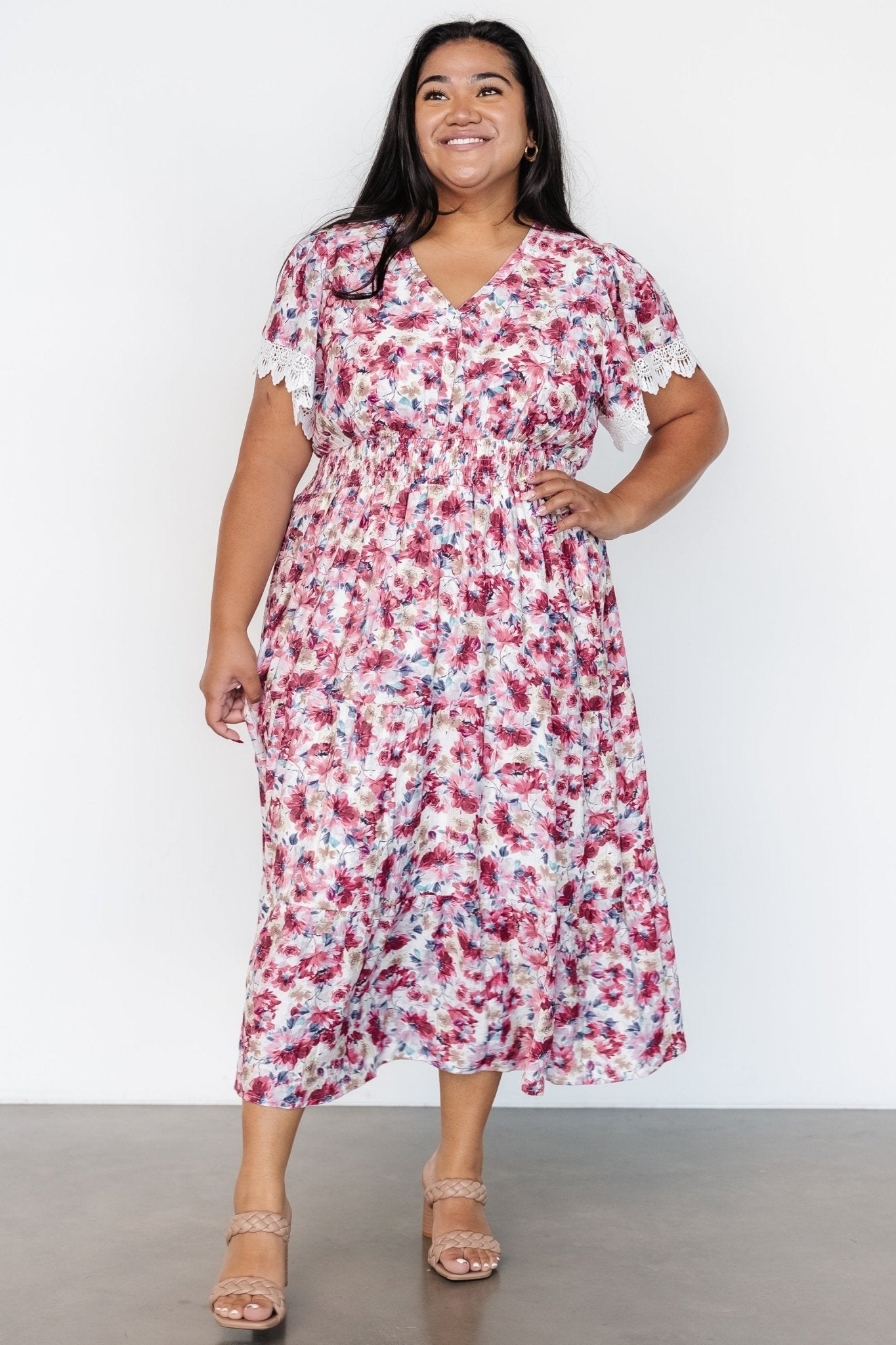 Aliyah Midi Dress | Berry Floral